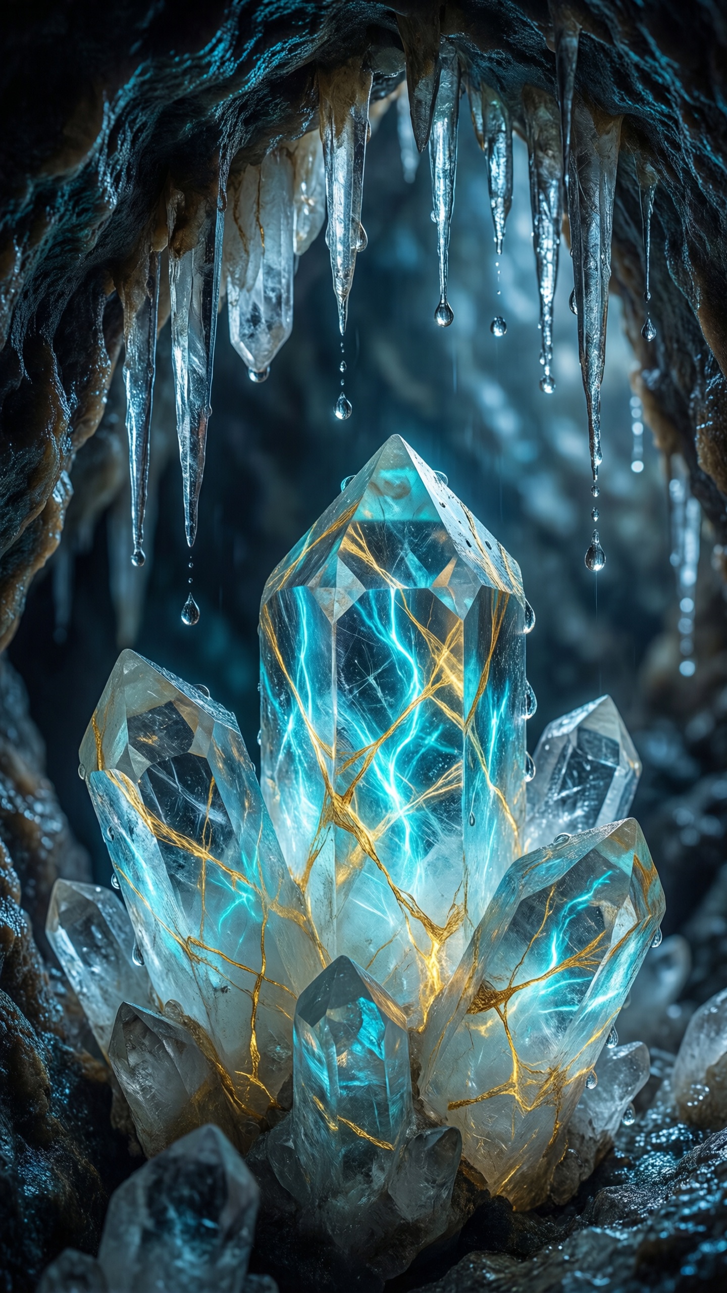 Icy Crystal Cave - AI generated wallpaper