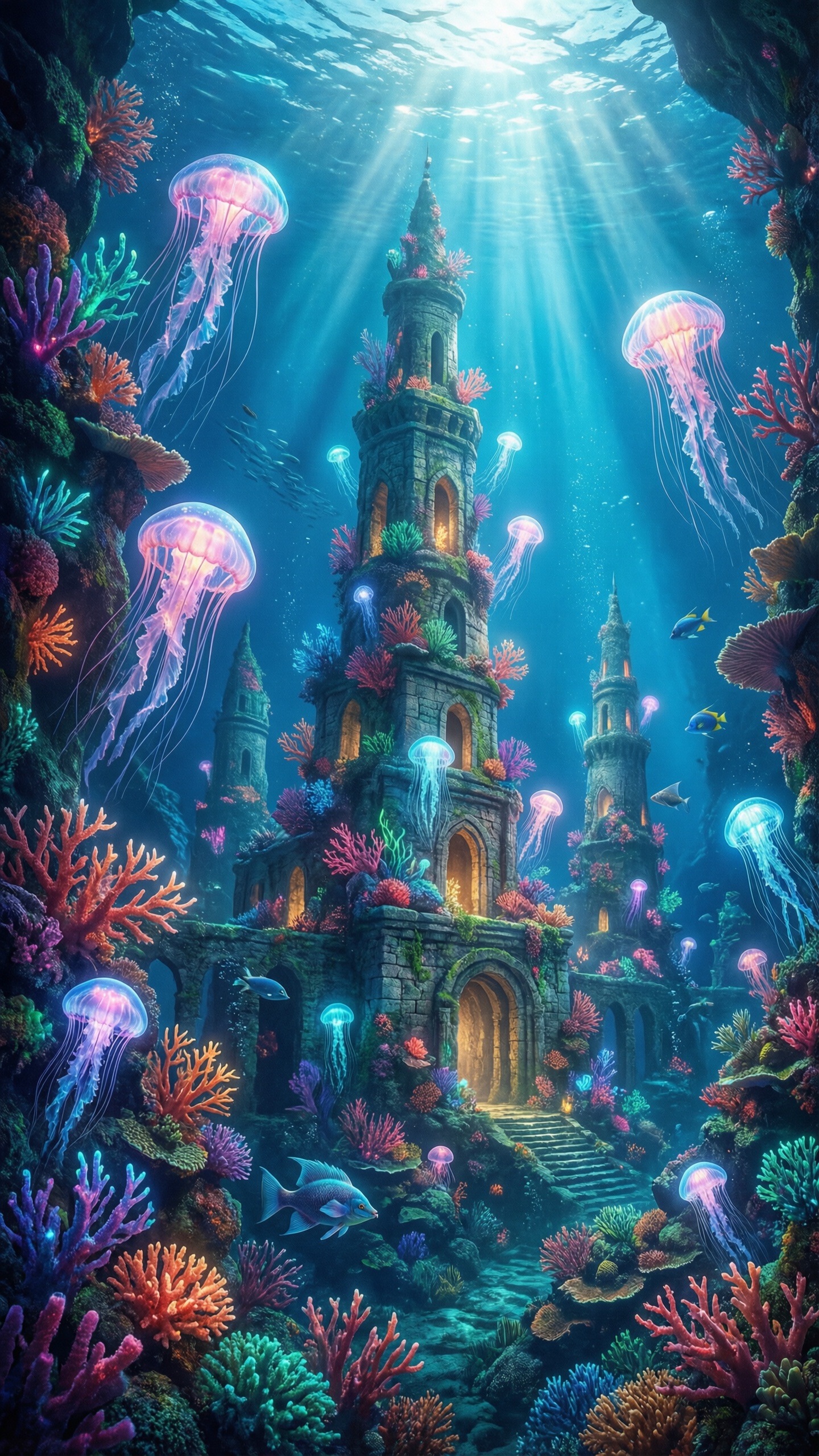 Enchanted Underwater Castle - AI generated wallpaper