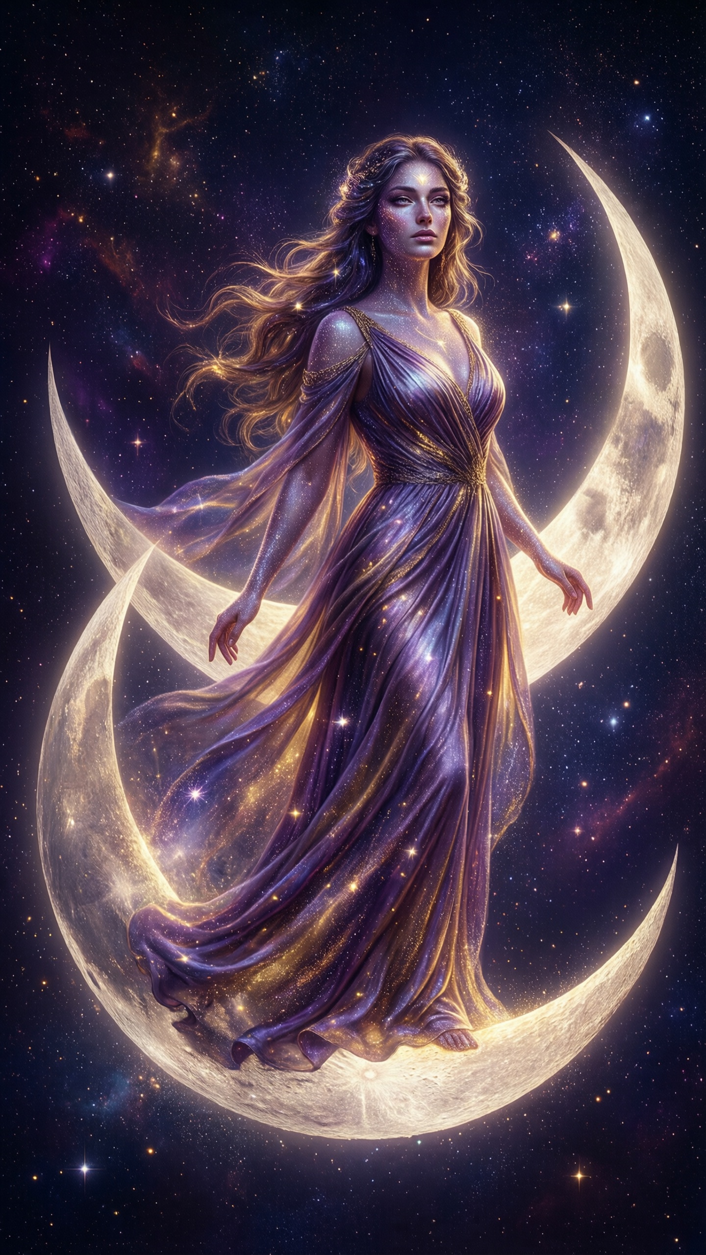 Enchanting Moonlit Goddess - AI generated wallpaper