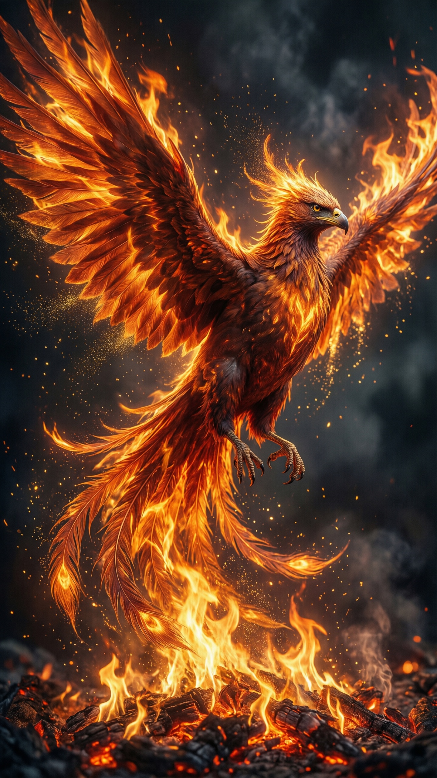 Phoenix Rising from Ashes - AI generated wallpaper