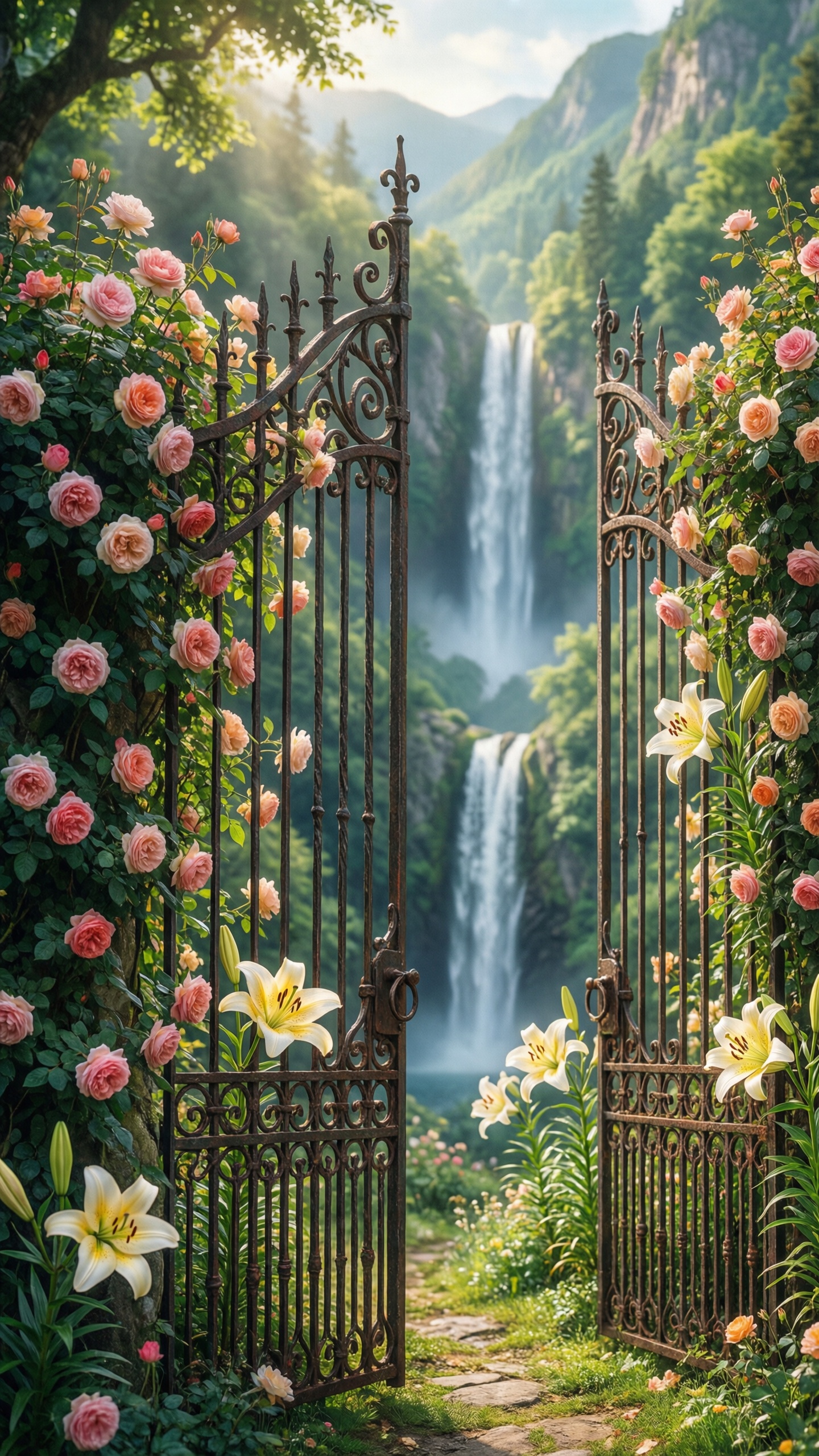 Enchanted Garden Gate - AI generated wallpaper