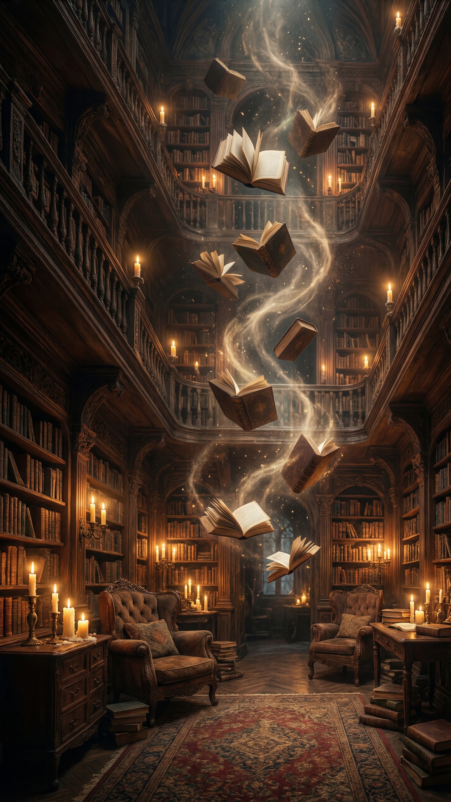 Enchanted Library of Knowledge - AI generated wallpaper