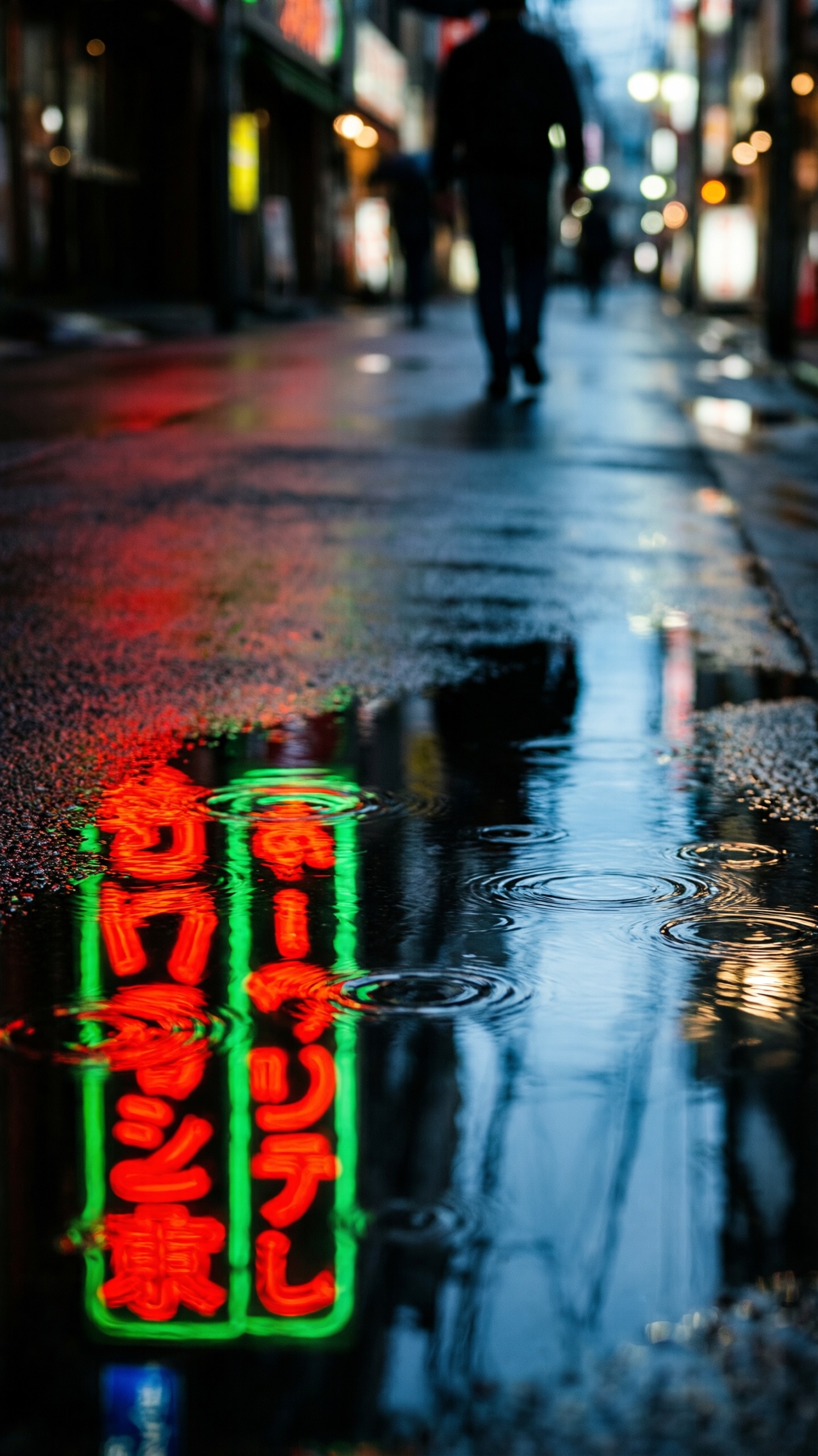 Neon Reflections in the Rain - AI generated wallpaper