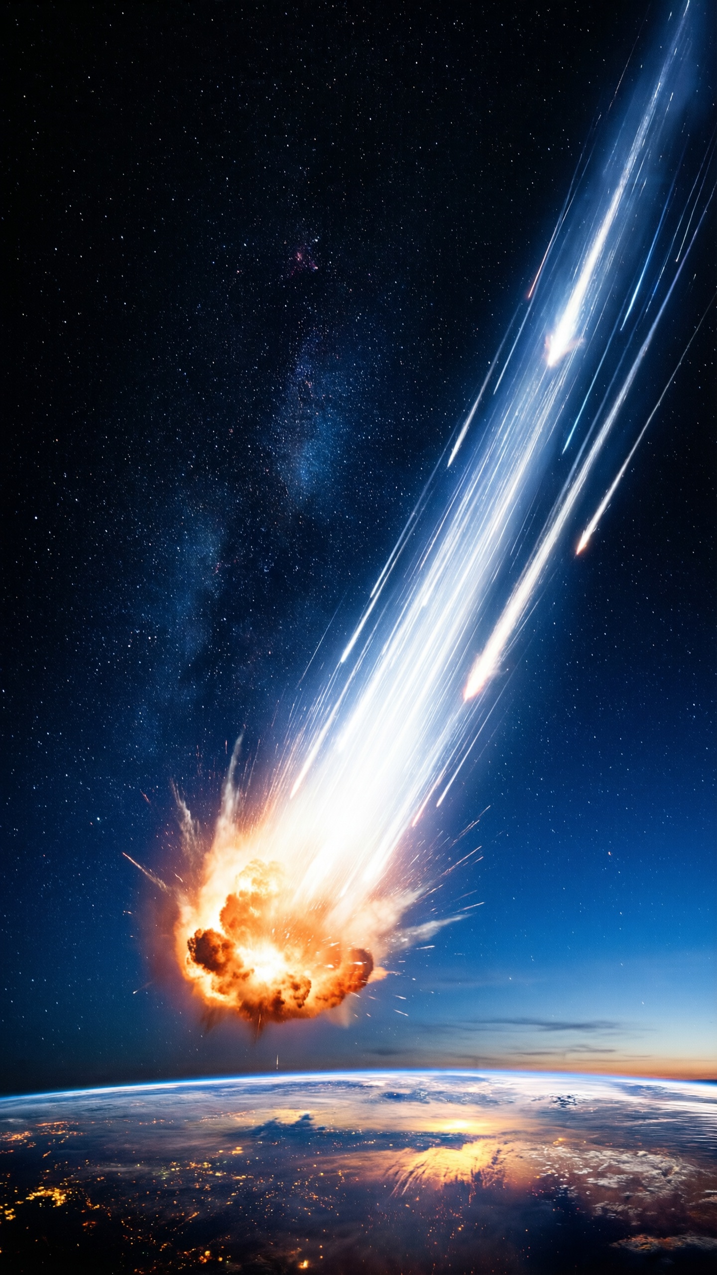 Meteor Shower Over Earth - AI generated wallpaper