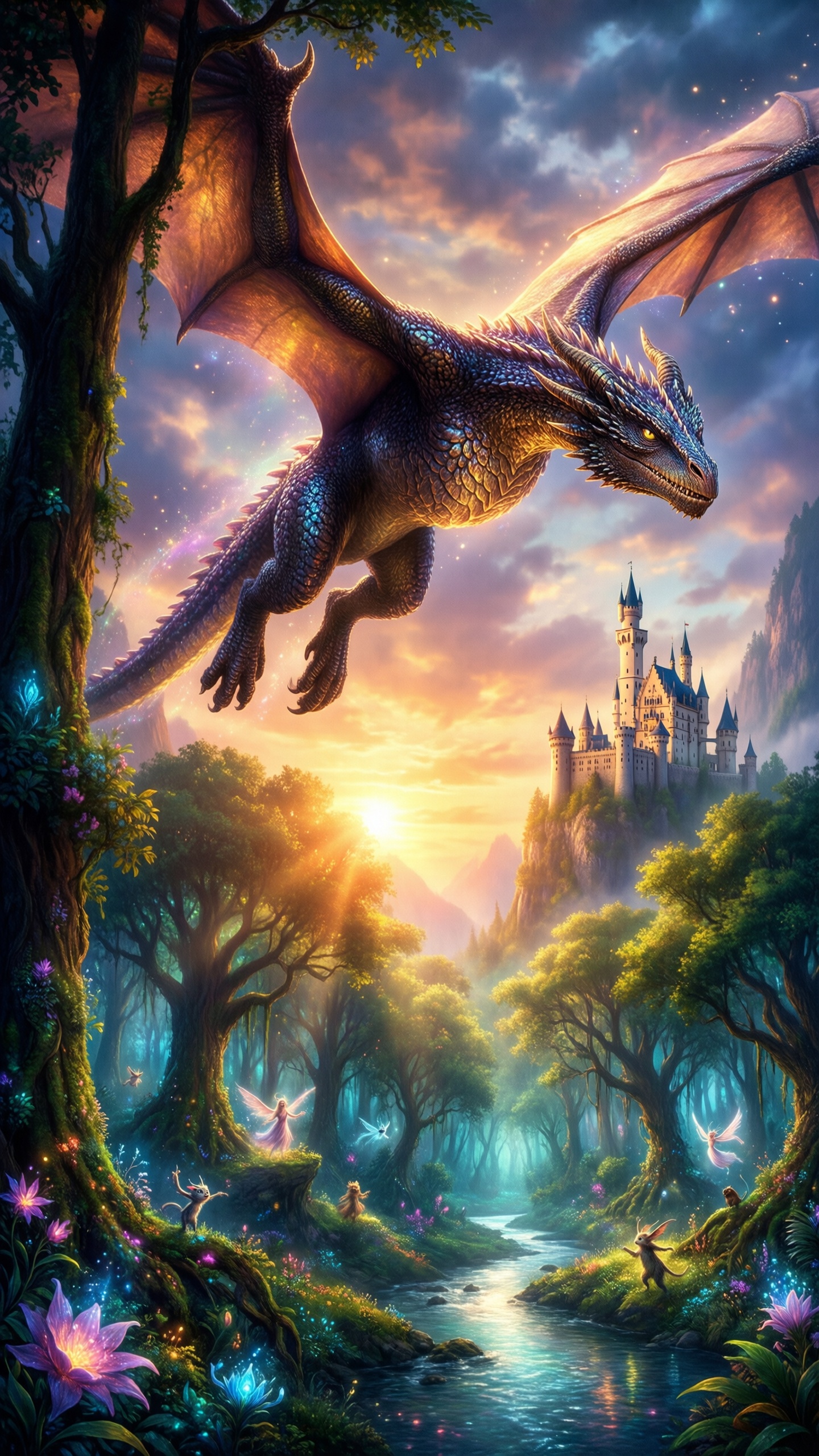 Enchanted Forest Dragon Fantasy - AI generated wallpaper