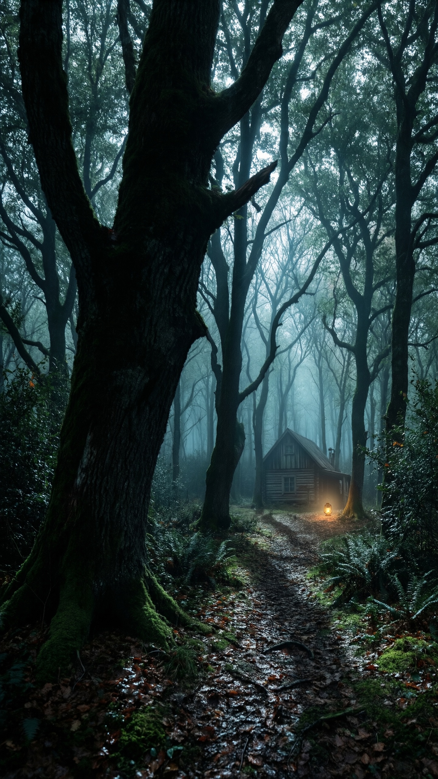 Mystic Forest Cabin - AI generated wallpaper