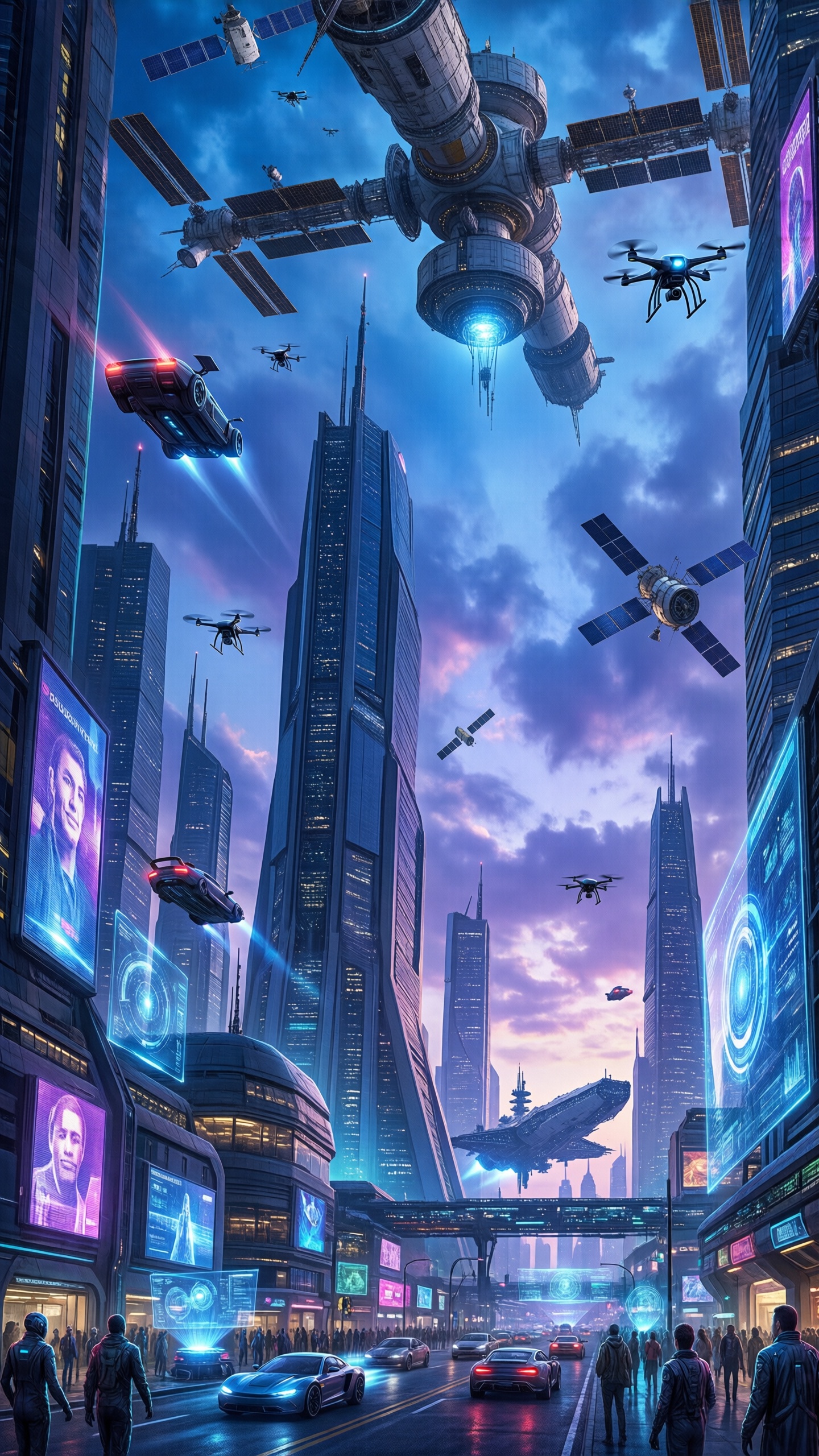 Cyberpunk Cityscape with Futuristic Vehicles - AI generated wallpaper