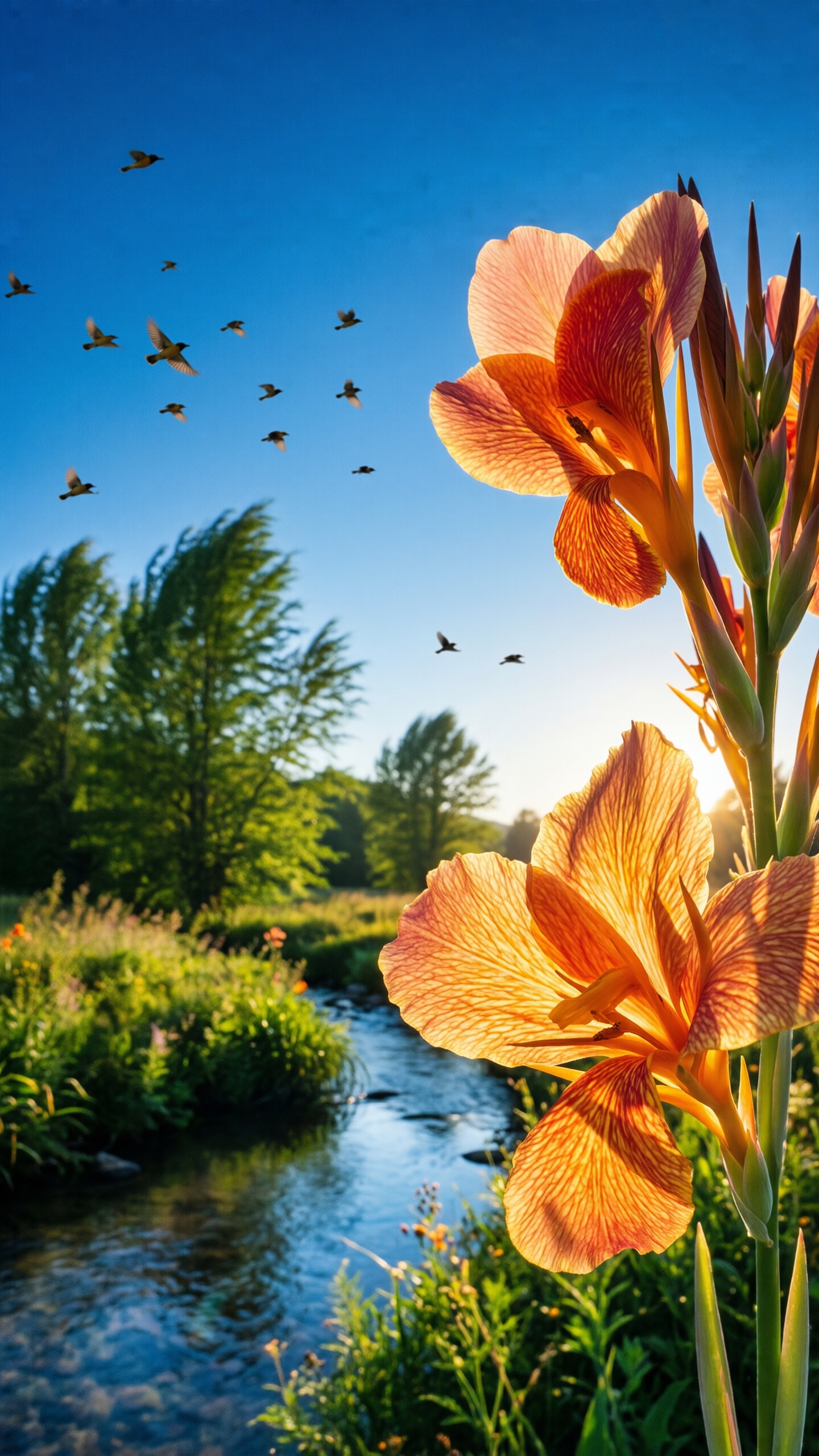 Sunlit Floral Serenity - AI generated wallpaper