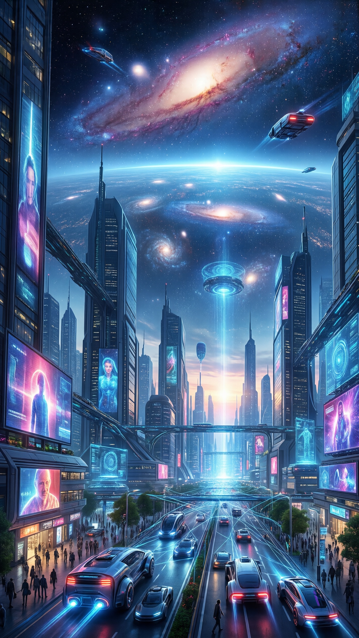 Cyberpunk Cityscape With Futuristic Vehicles 1 - AI generated wallpaper