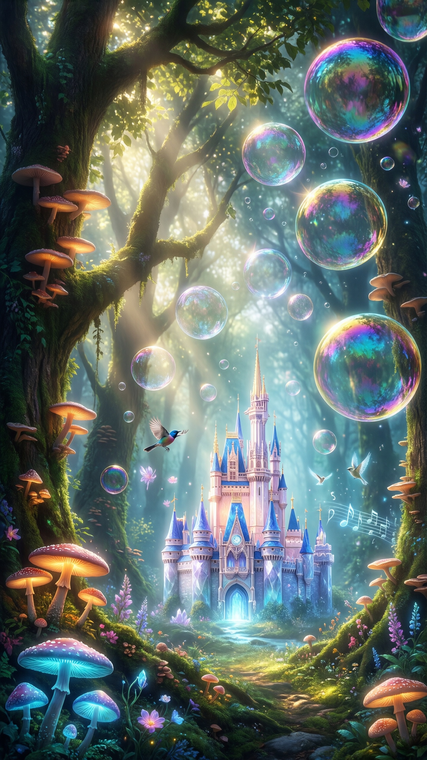 Enchanted Forest Castle Fantasy - AI generated wallpaper