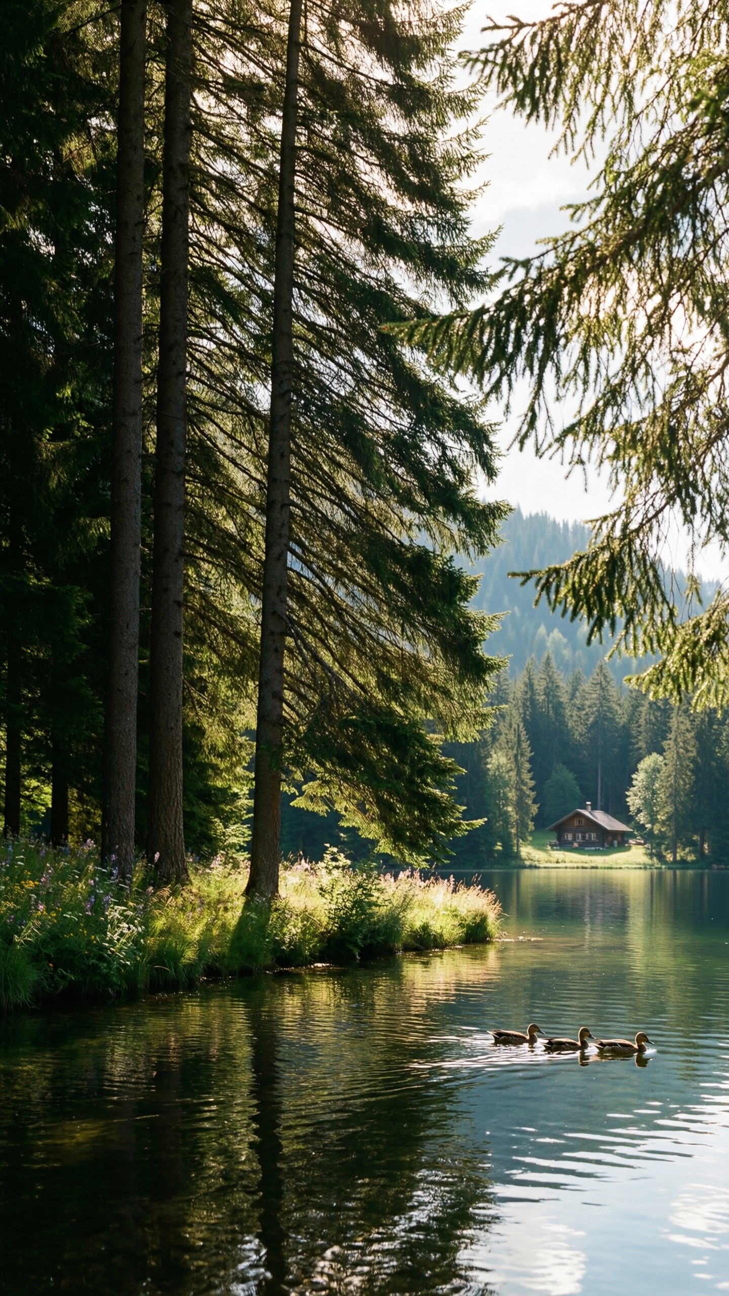 Forest Lake Serenity - AI generated wallpaper