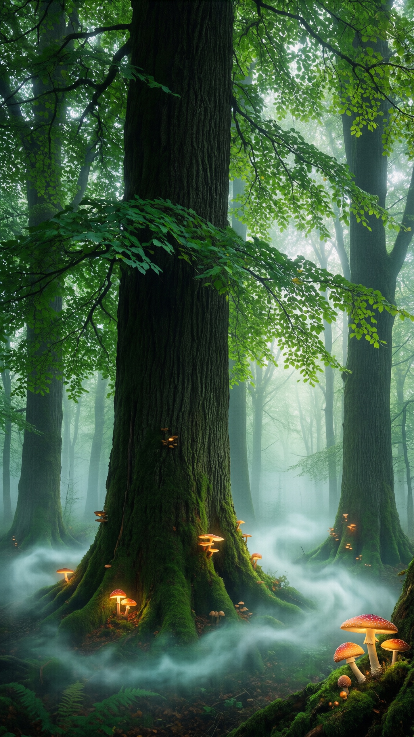 Mystic Forest Glowing Mushrooms - AI generated wallpaper