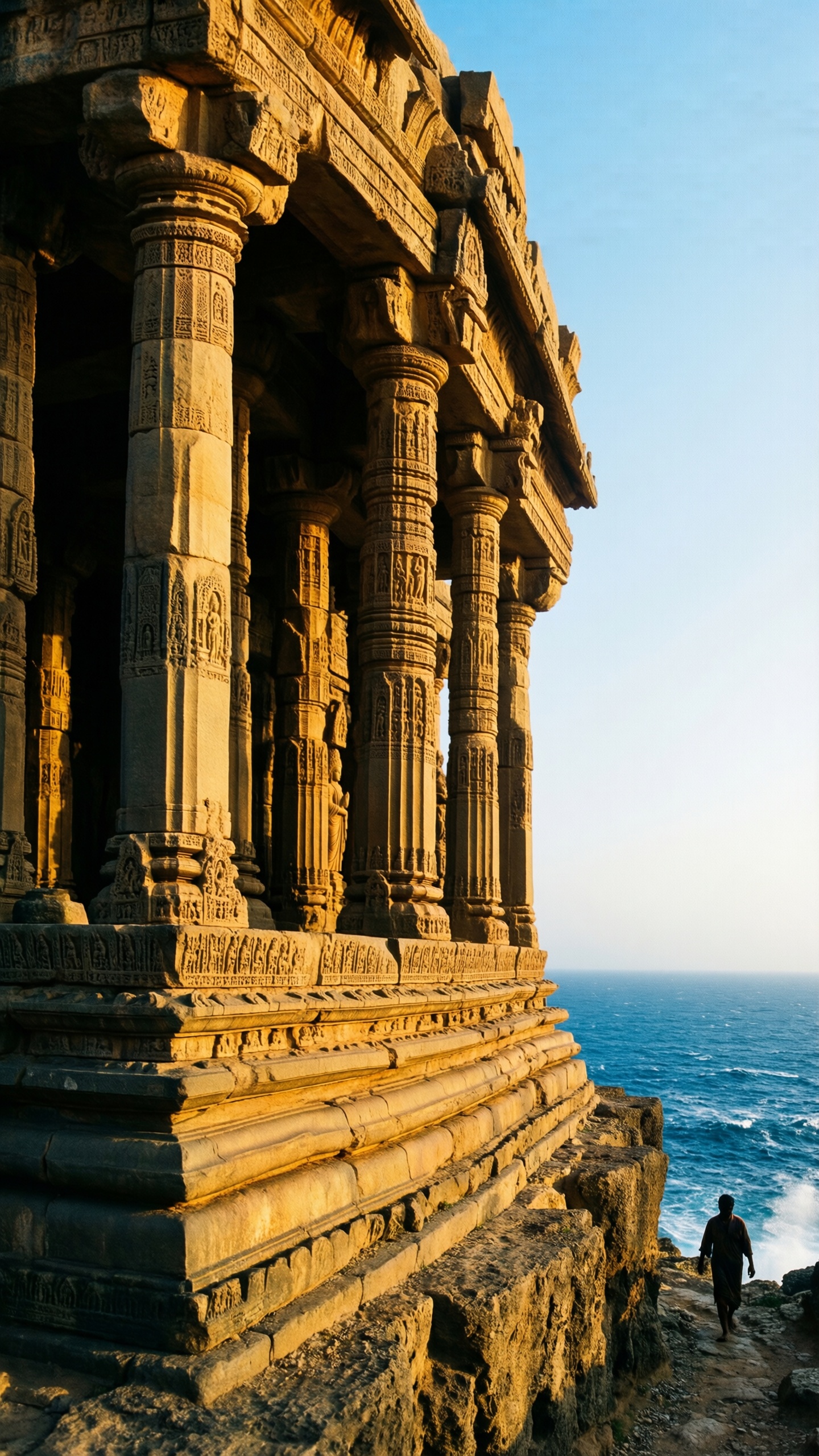 Ancient Ruins by the Sea - AI generated wallpaper