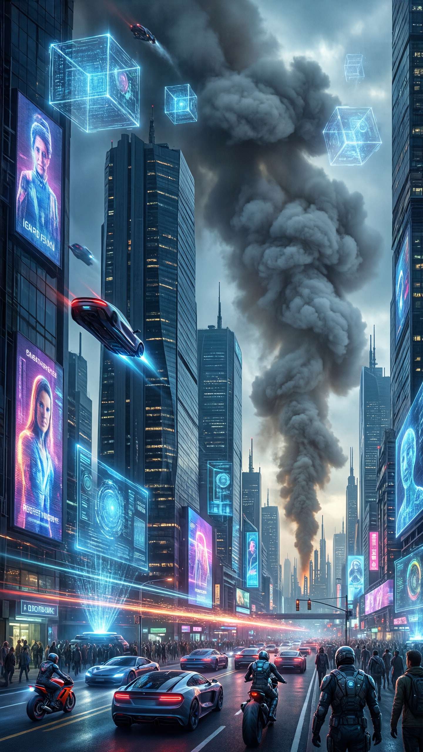 Cyberpunk Cityscape with Futuristic Elements - AI generated wallpaper
