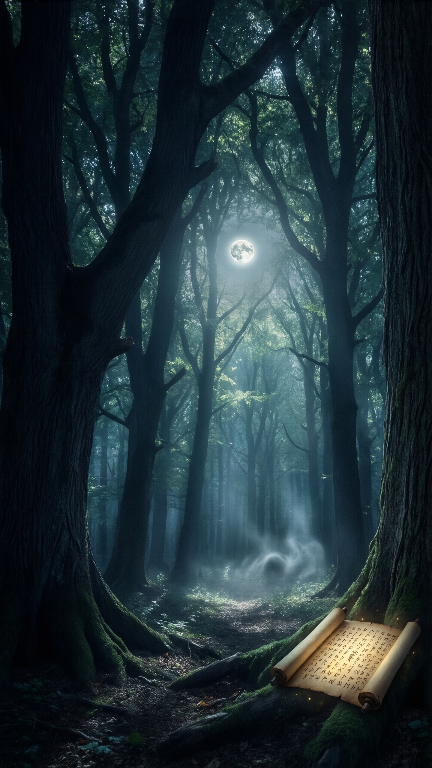 Mystical Forest Scroll - AI generated wallpaper