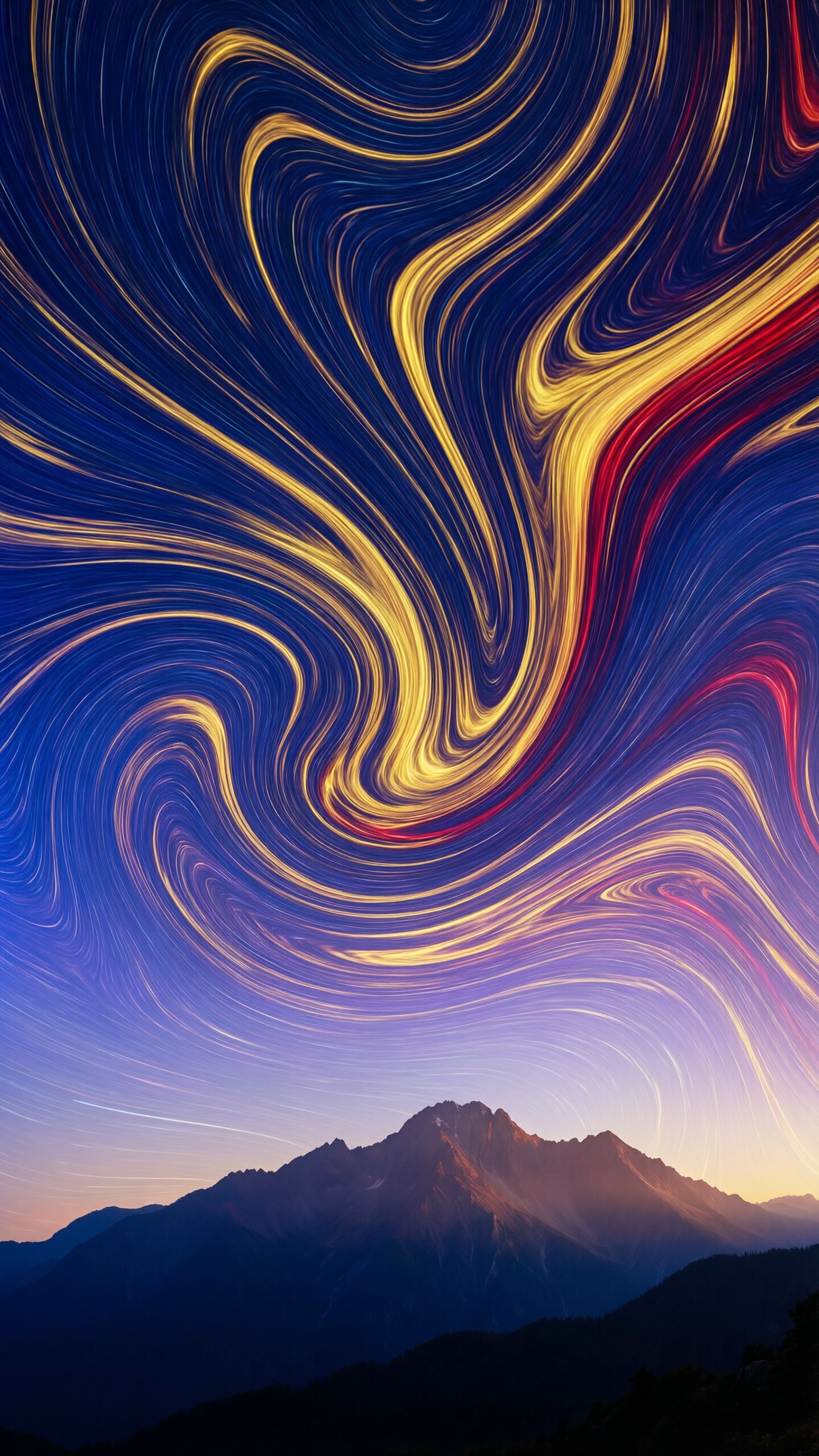 Whirlwind Sky Over Mountains - AI generated wallpaper