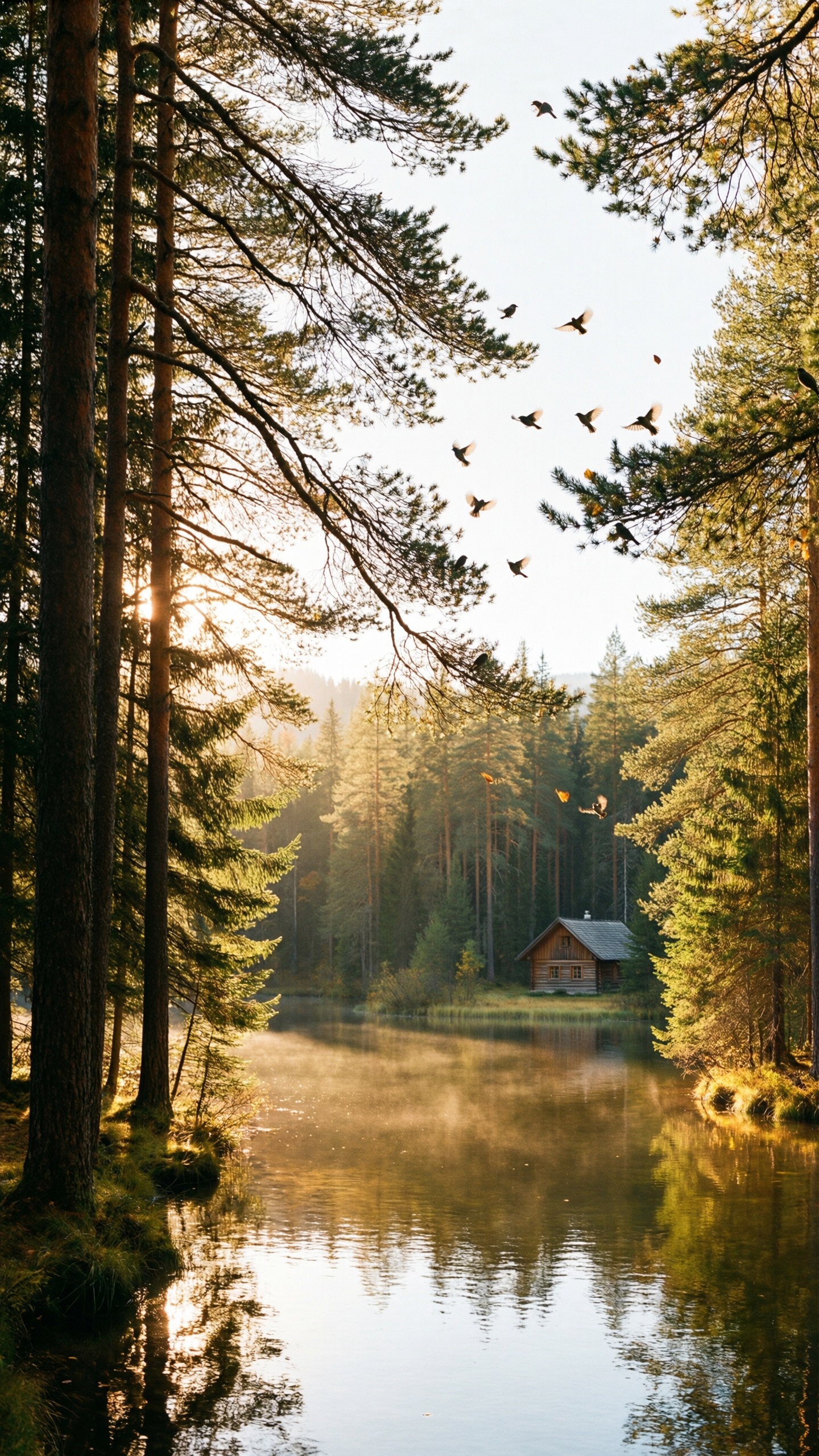 Sunlit Forest Retreat - AI generated wallpaper