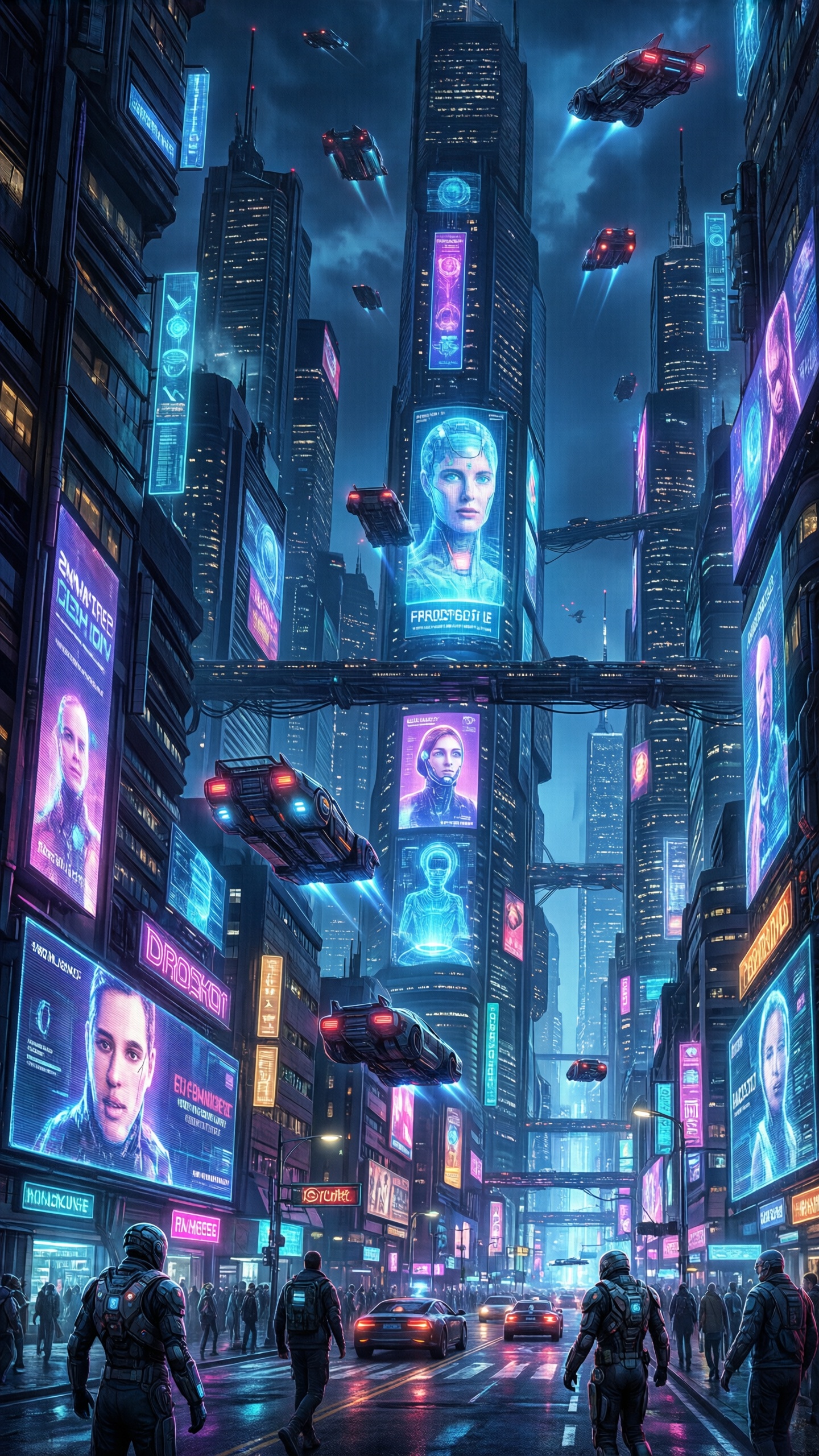 Cyberpunk Cityscape at Night - AI generated wallpaper