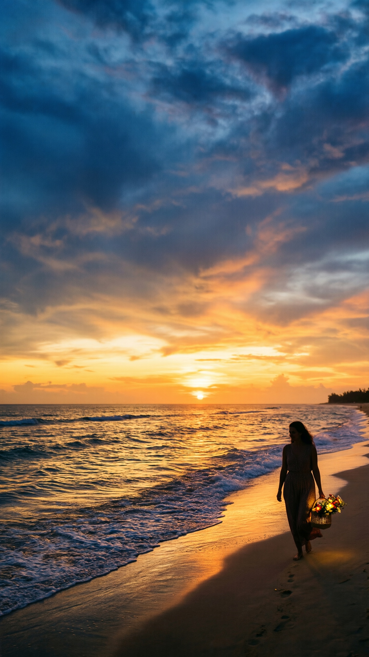 Sunset Serenity on the Beach - AI generated wallpaper