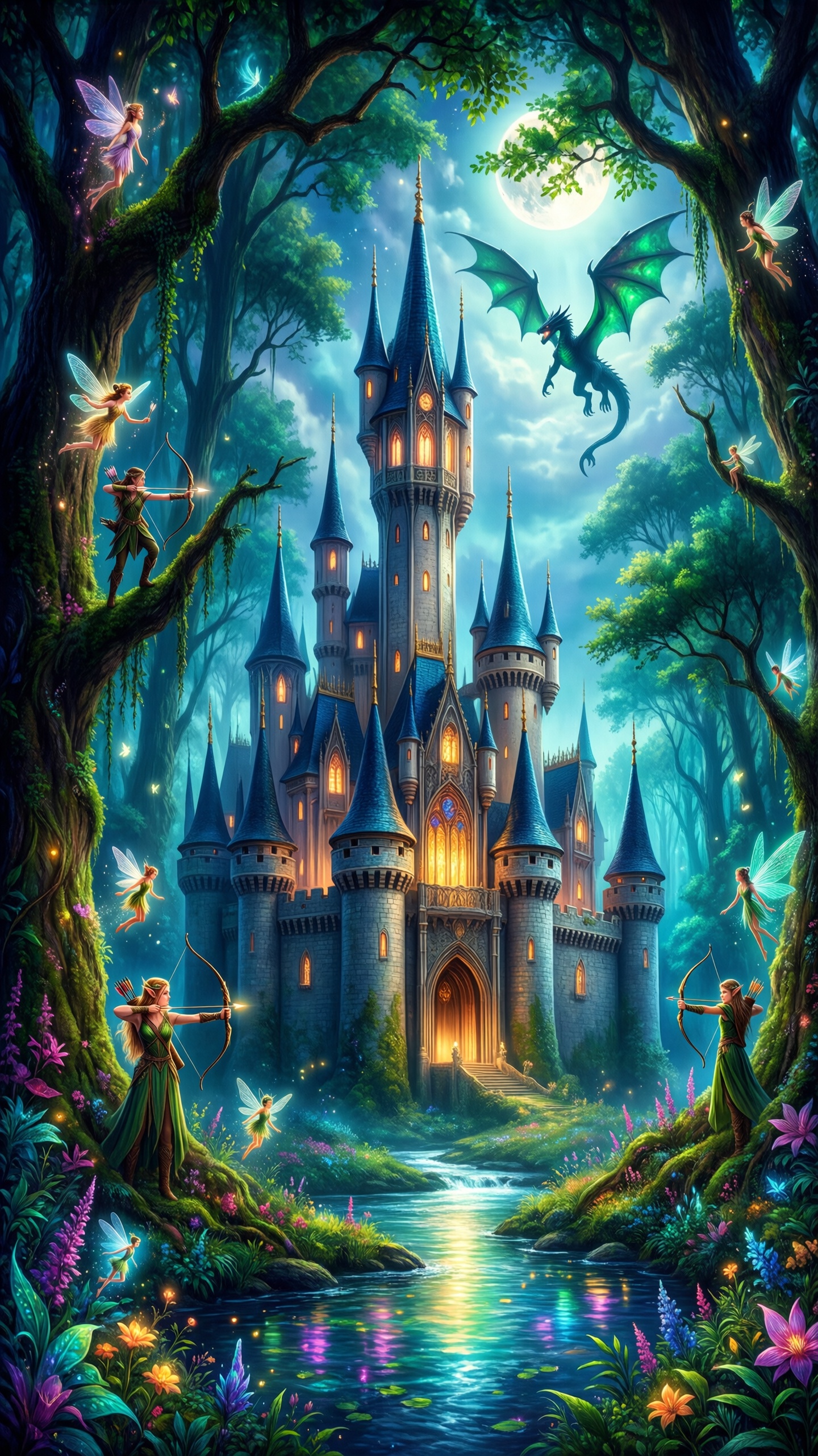 Enchanted Forest Castle Fantasy 1 - AI generated wallpaper