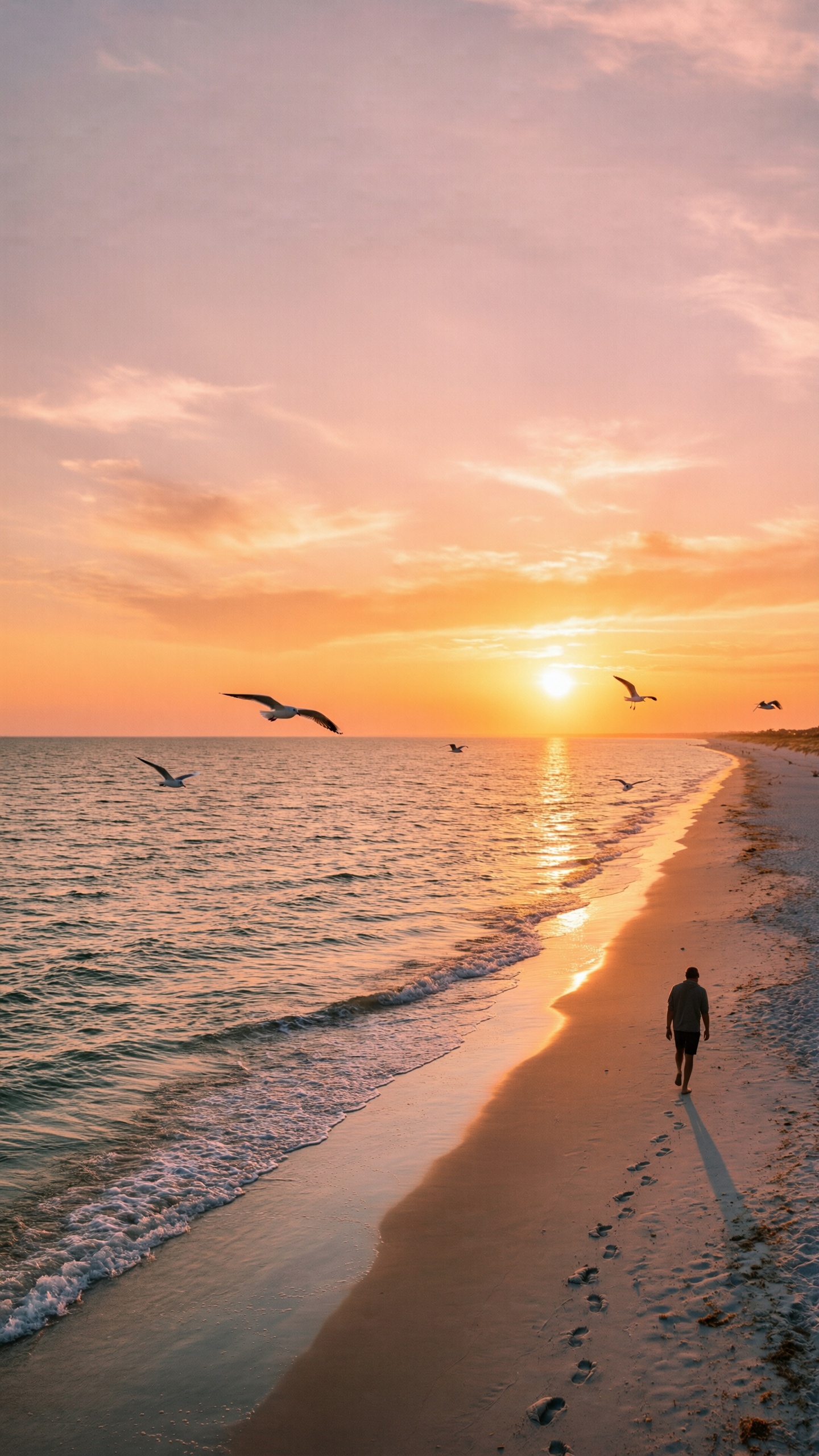 Sunset Beach Solitude - AI generated wallpaper