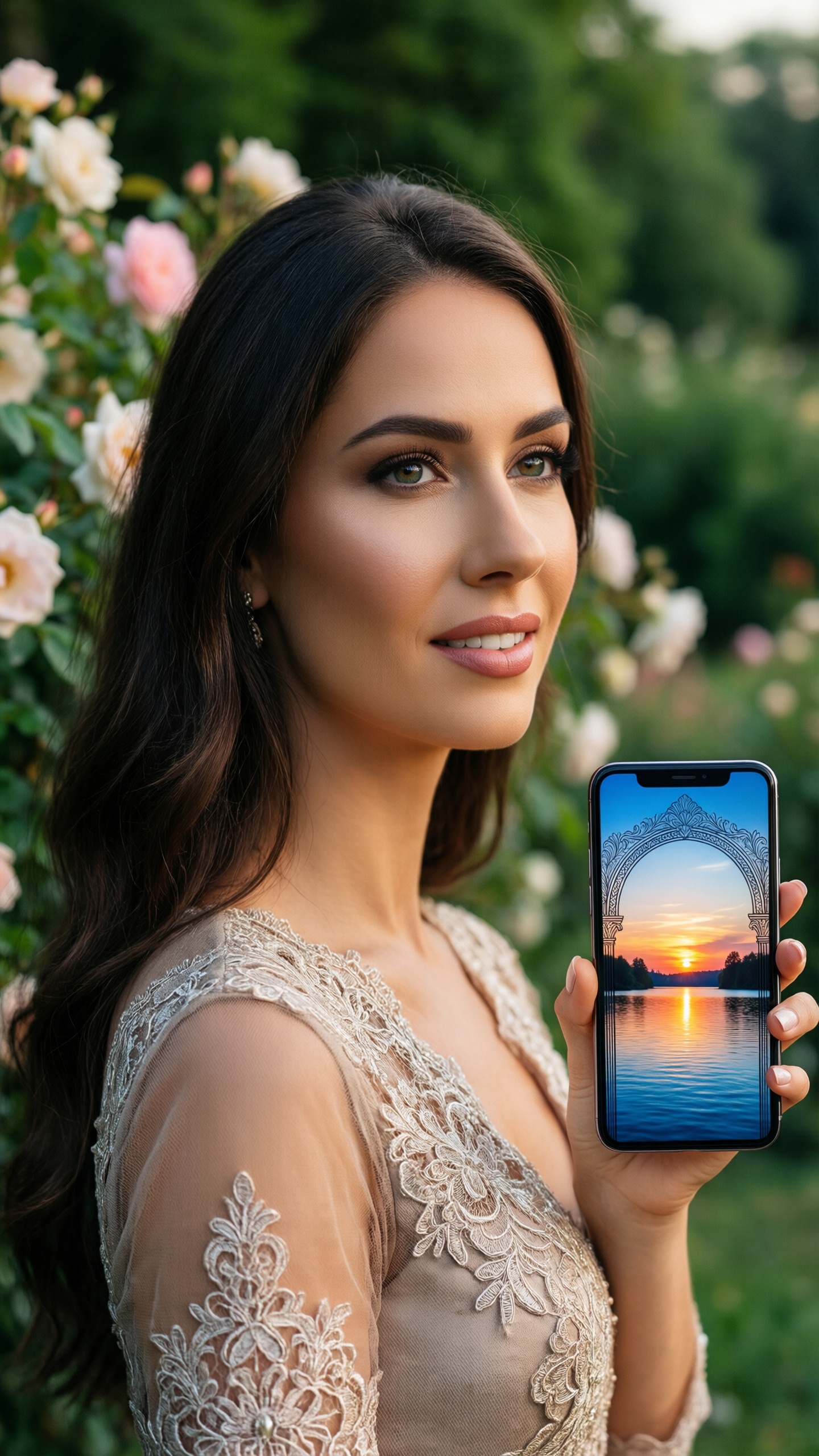 Elegant Woman with Sunset Wallpaper - AI generated wallpaper