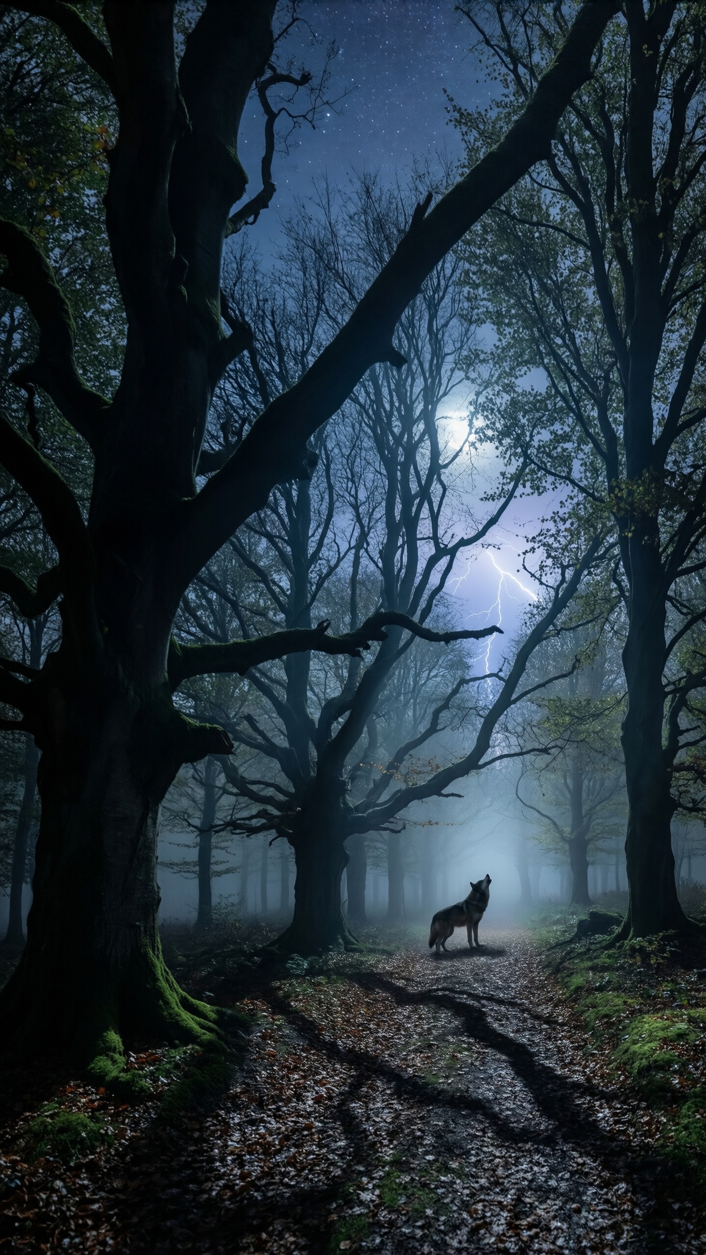 Mystic Forest Night - AI generated wallpaper