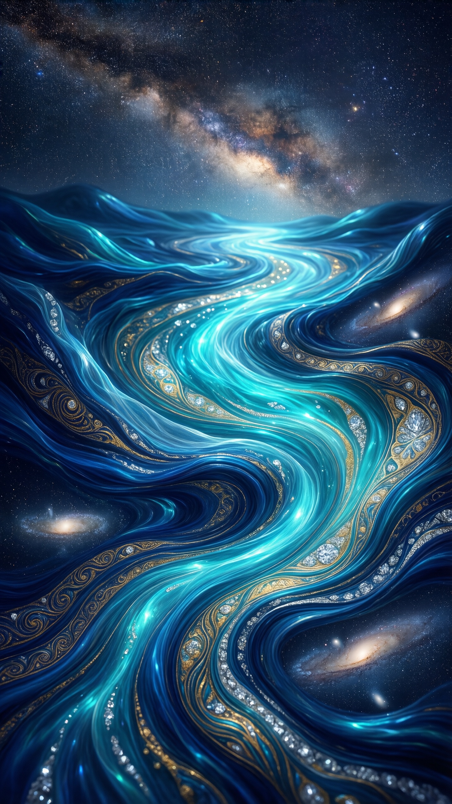 Cosmic Swirls in Blue - AI generated wallpaper