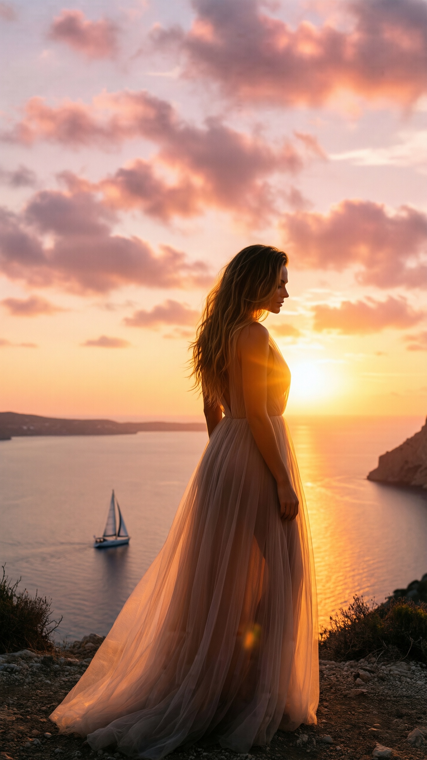 Ethereal Sunset Serenity - AI generated wallpaper