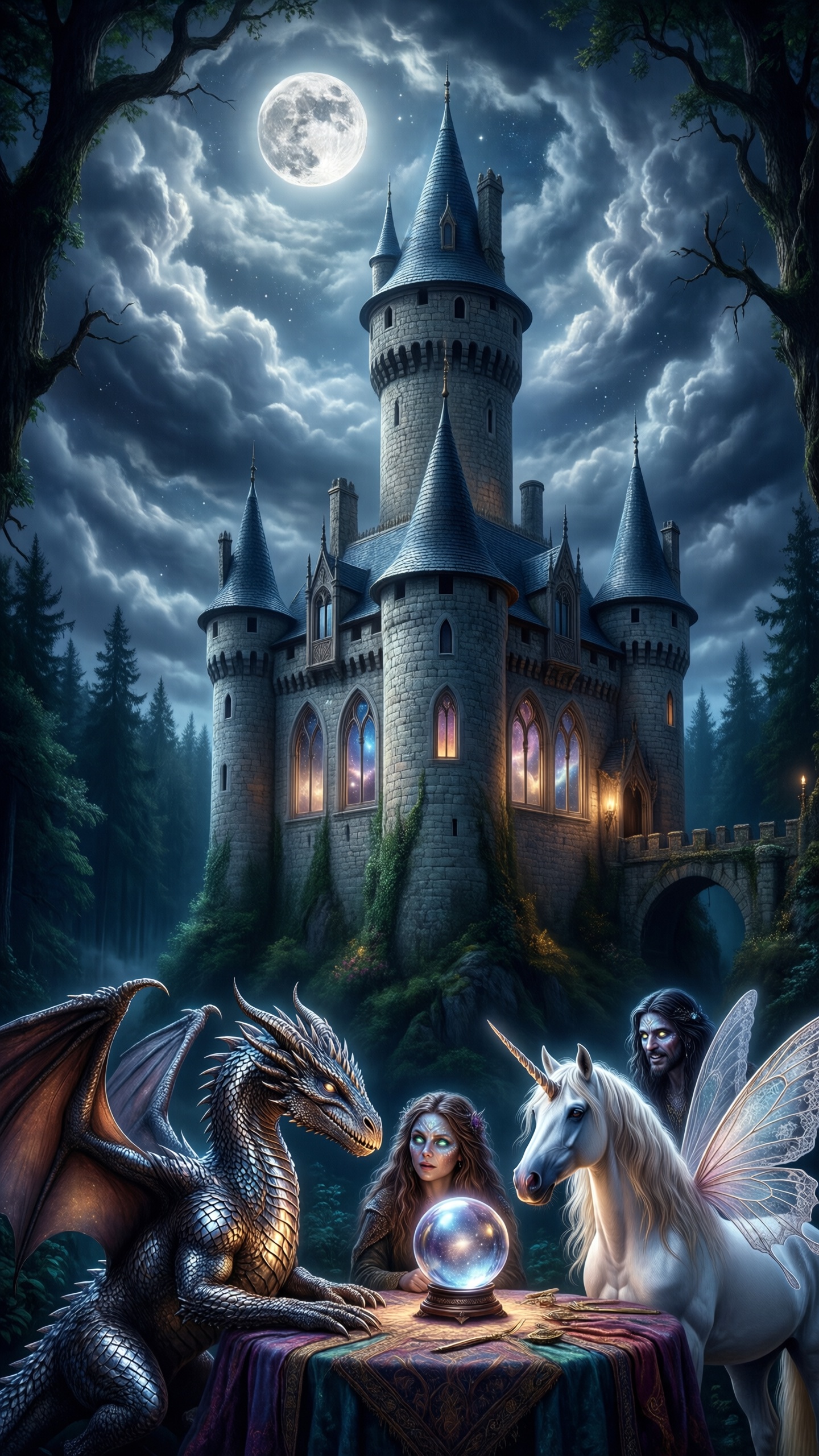 Enchanted Castle Fantasy Scene - AI generated wallpaper