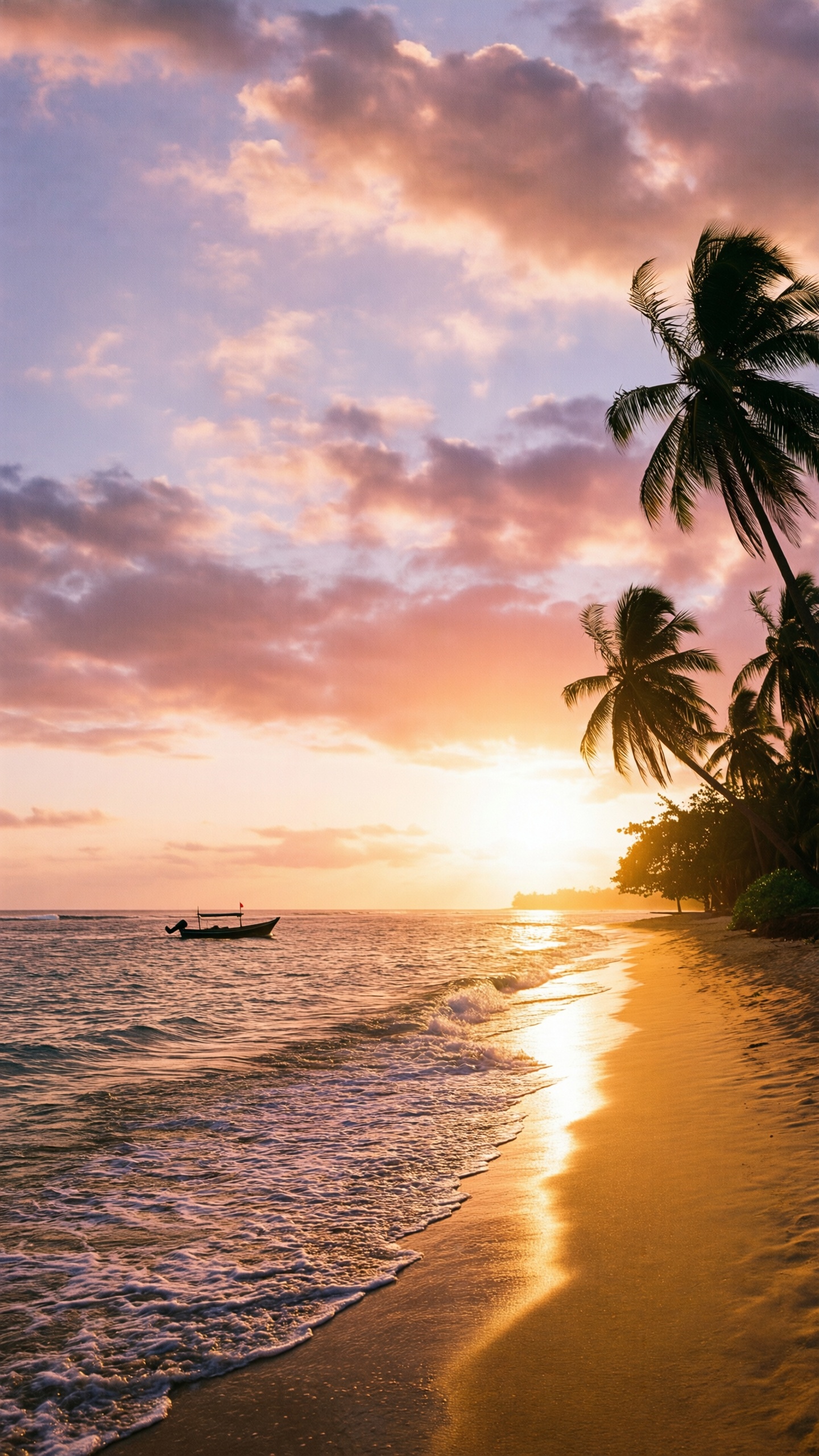 Golden Sunset Beach - AI generated wallpaper