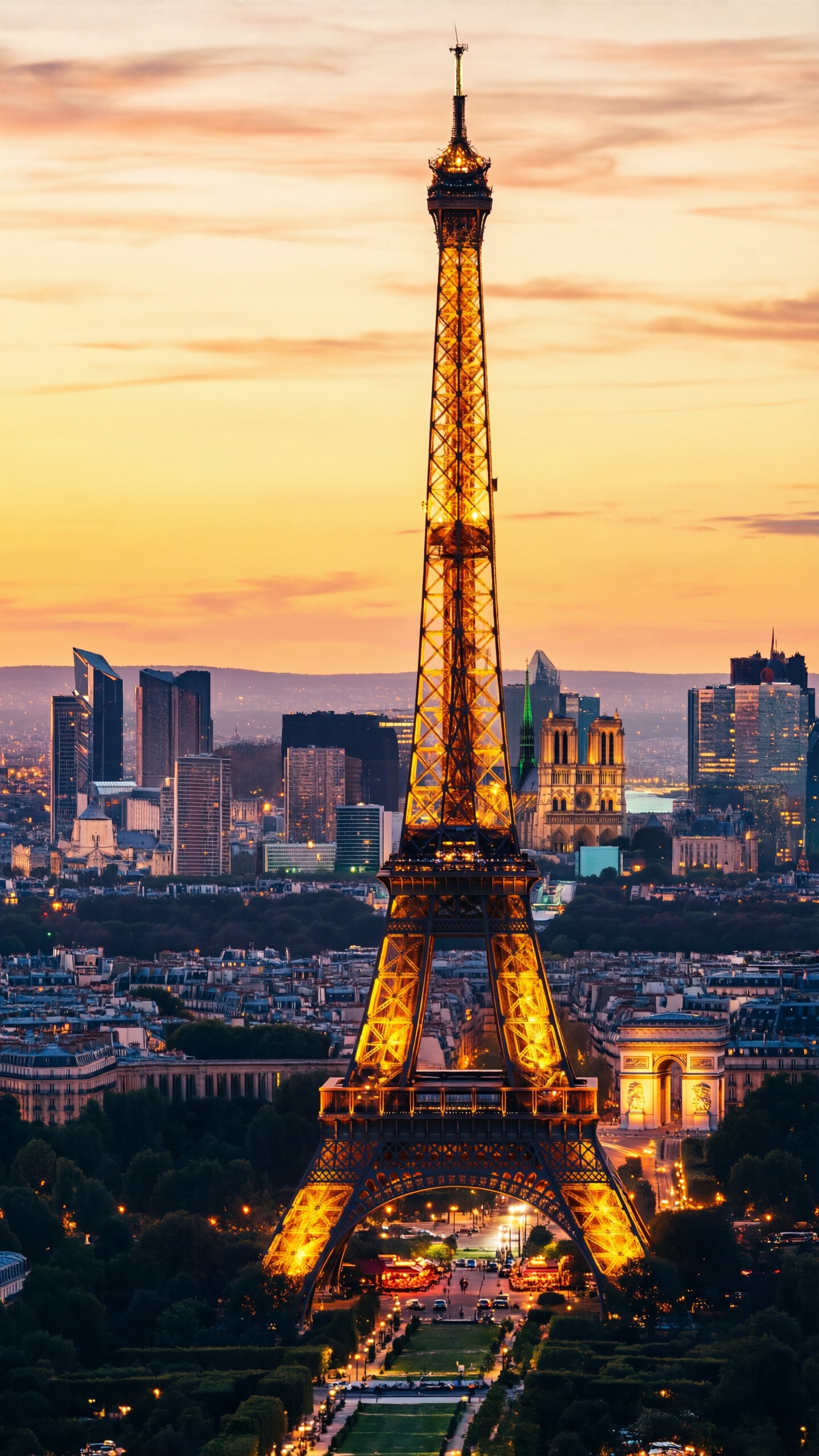 Eiffel Tower Paris Sunset - AI generated wallpaper