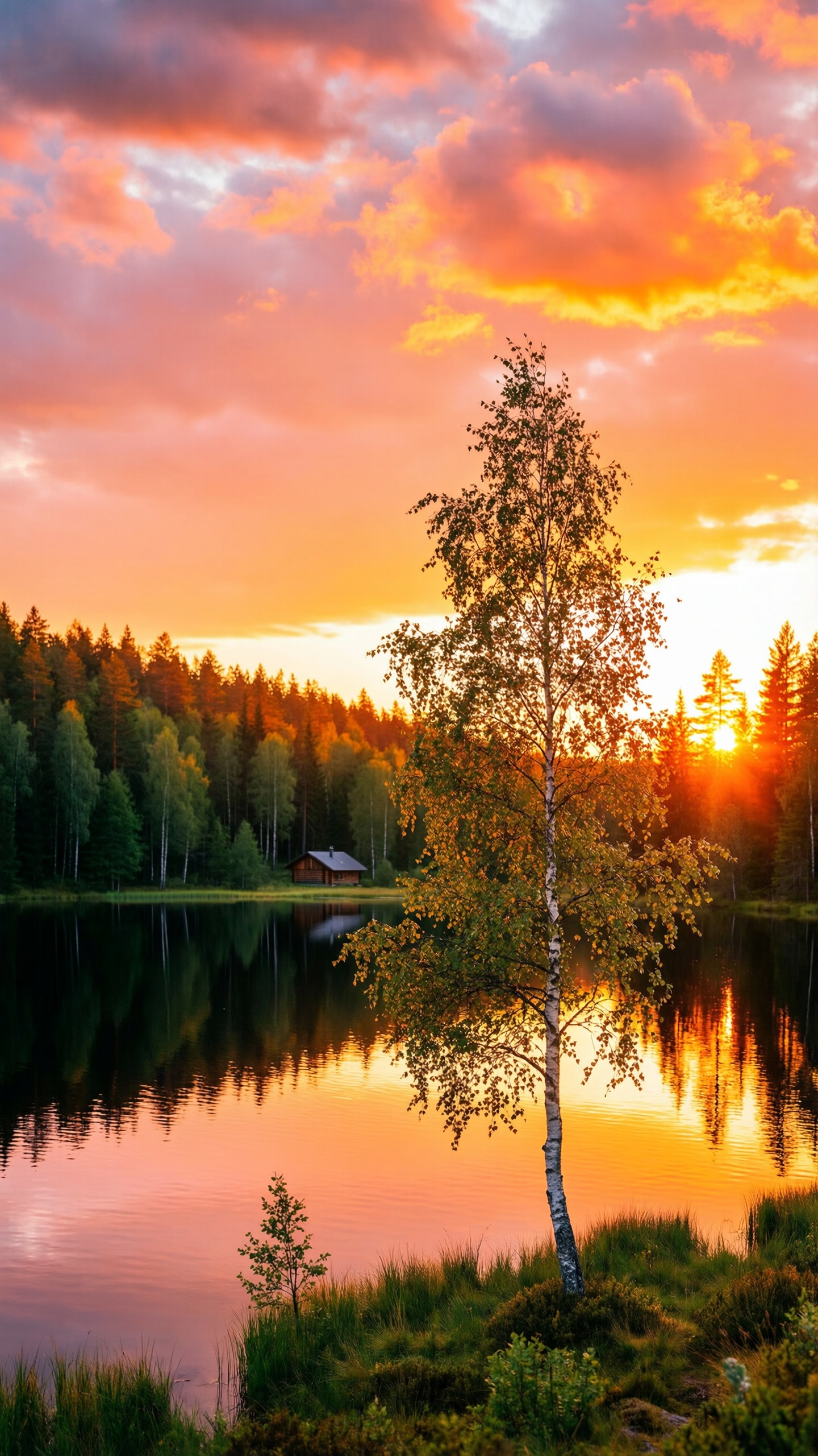 Serene Sunset by the Lake - AI generated wallpaper