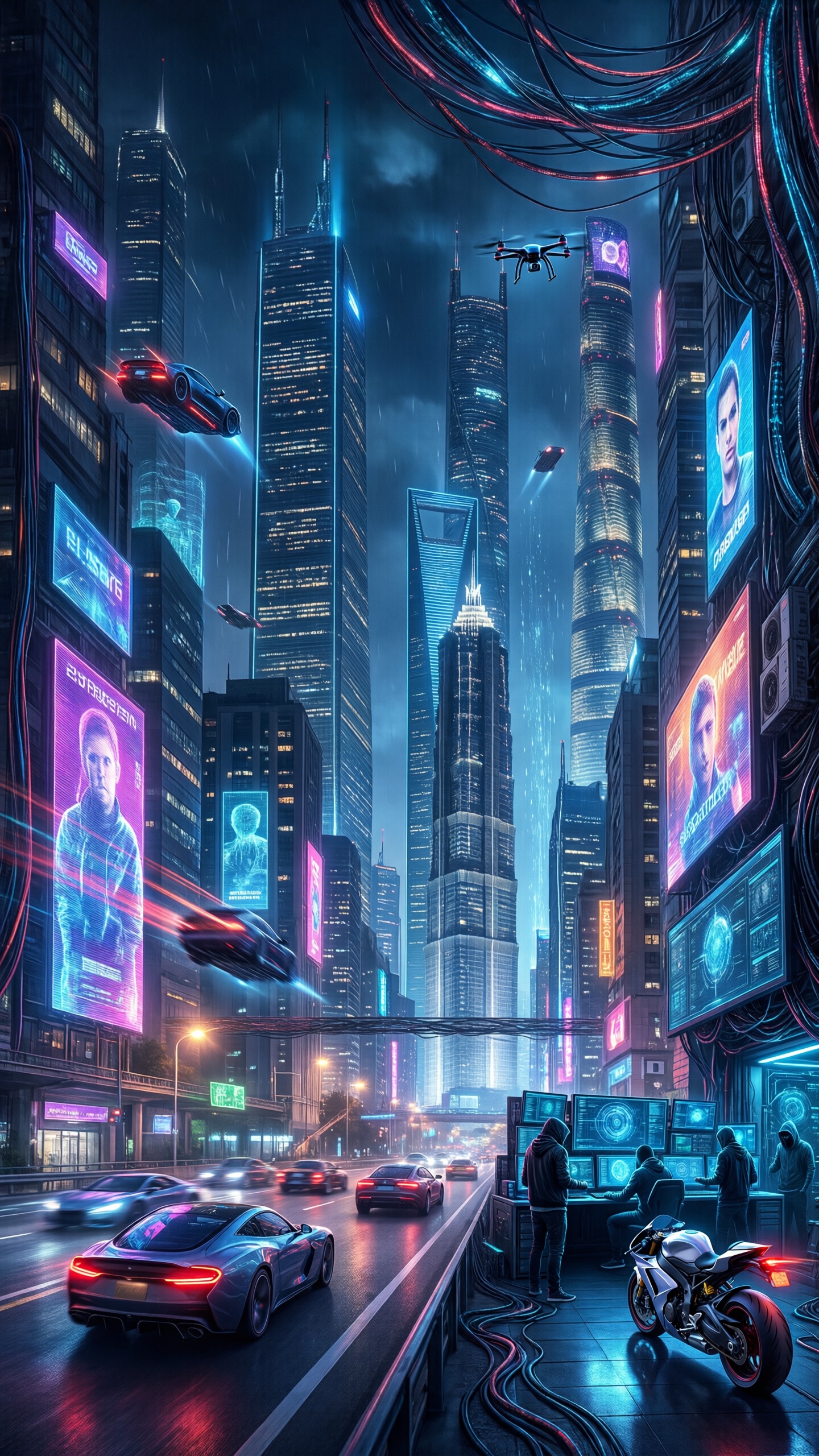 Cyberpunk Cityscape - AI generated wallpaper