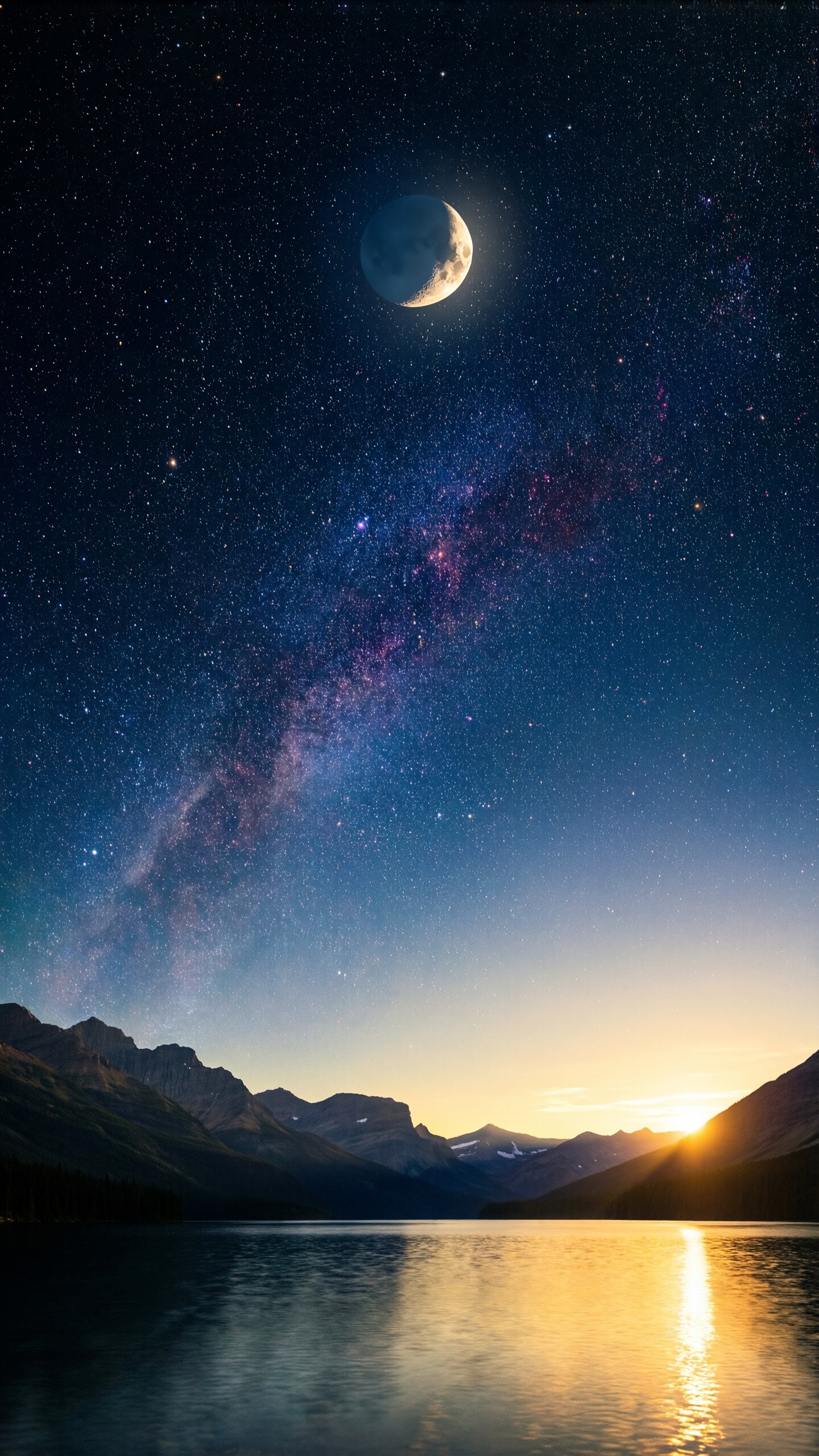 Cosmic Serenity at Dawn - AI generated wallpaper