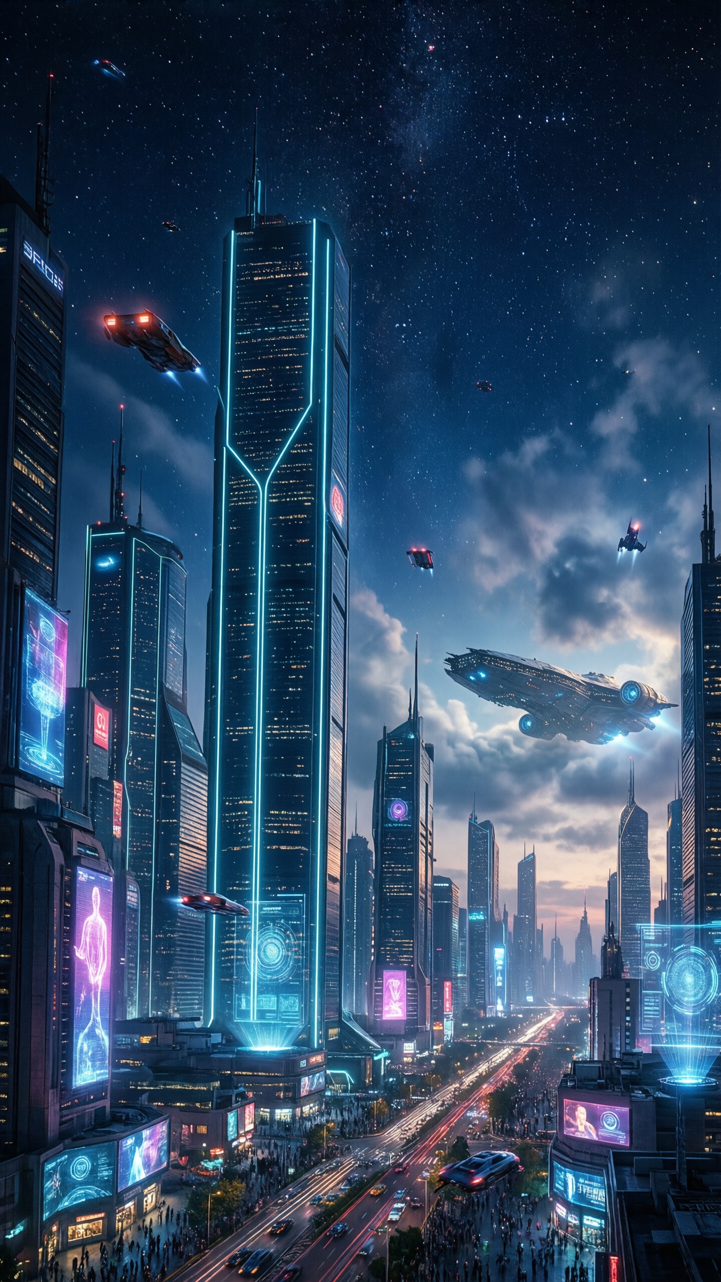 Cyberpunk Cityscape with Futuristic Skyscrapers - AI generated wallpaper