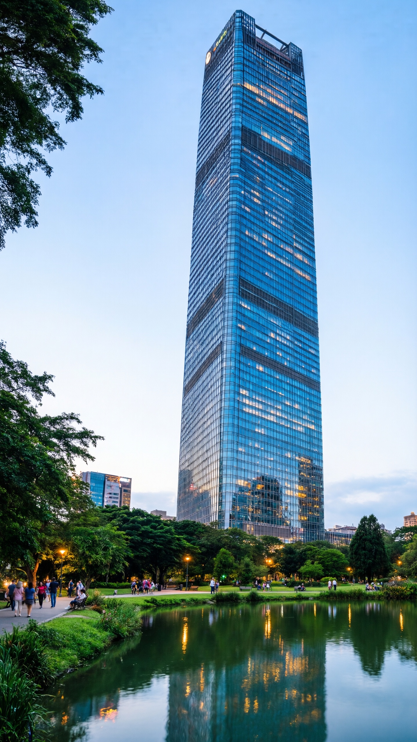 Urban Serenity with Modern Skyscraper - AI generated wallpaper