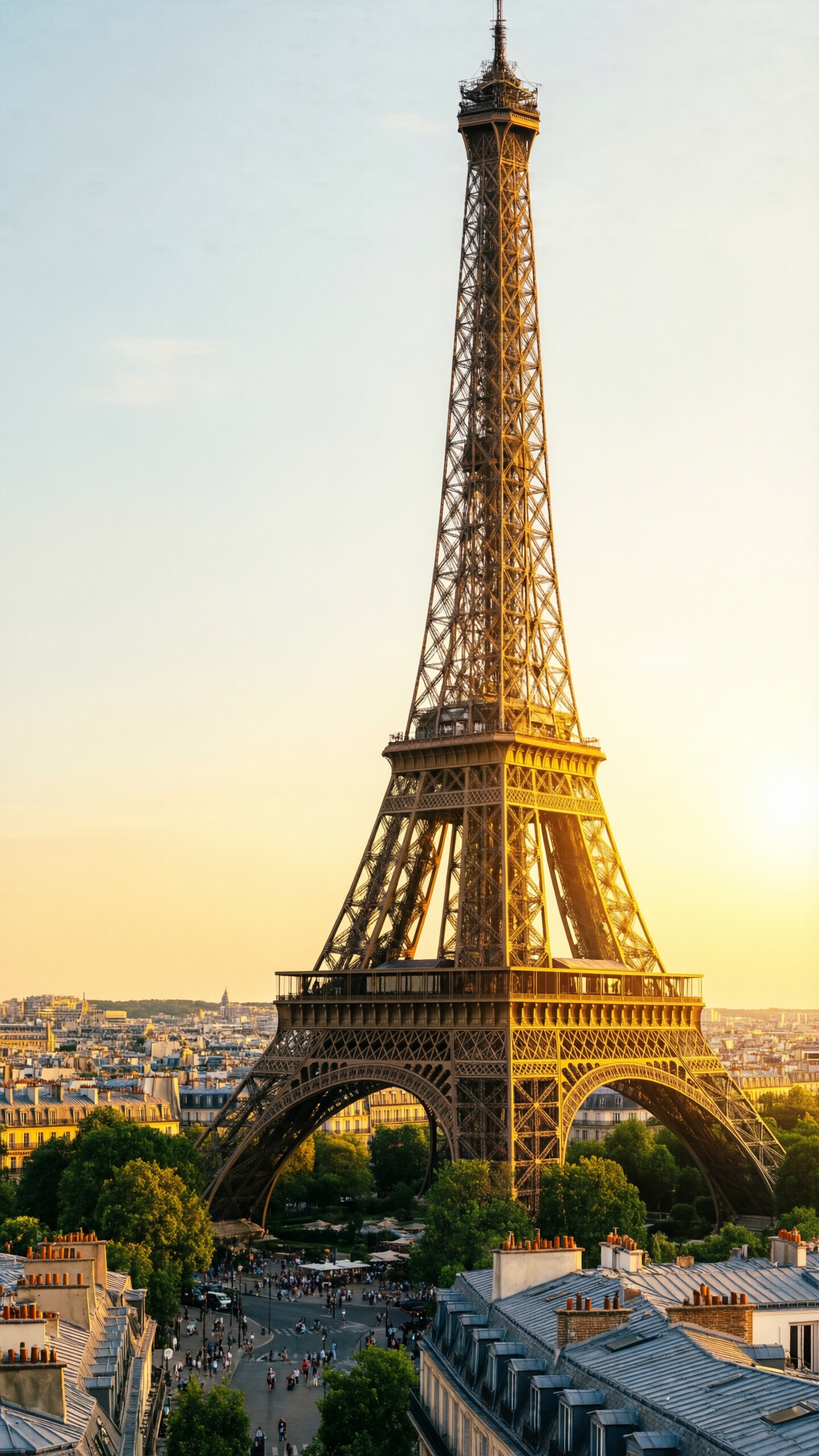 Sunset Eiffel Tower Paris - AI generated wallpaper