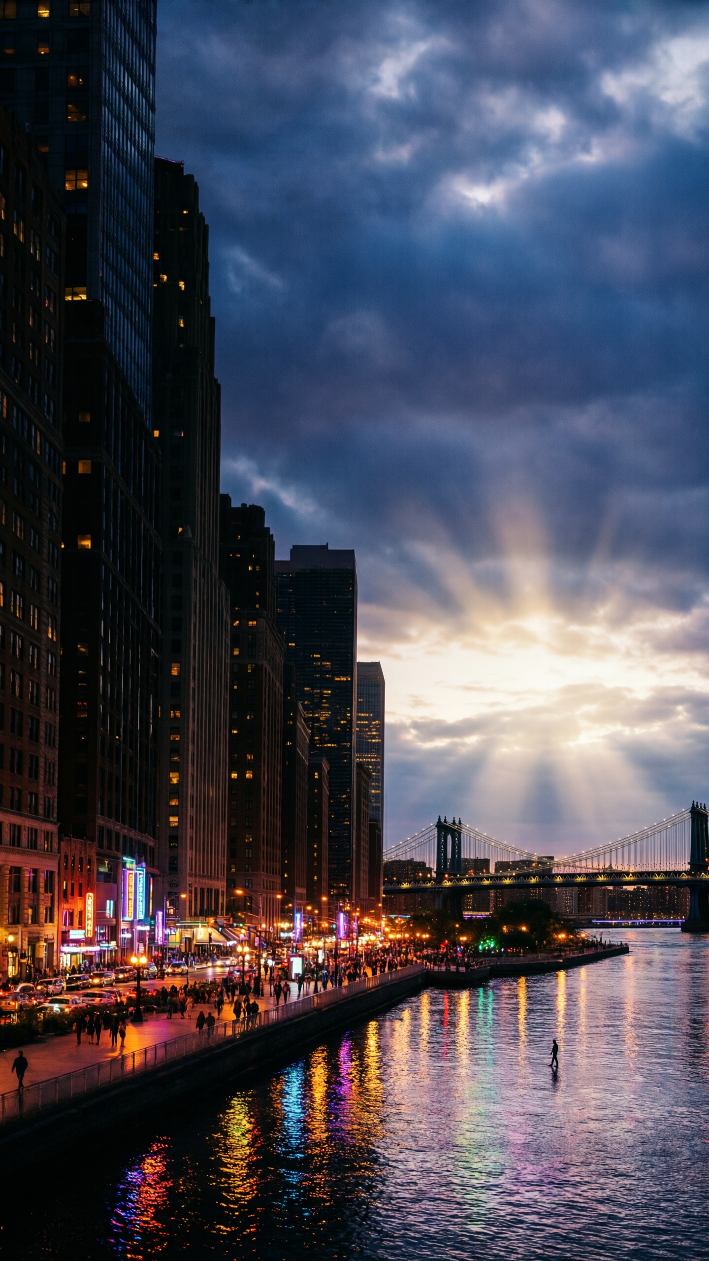 Urban Sunset Reflections 2 - AI generated wallpaper