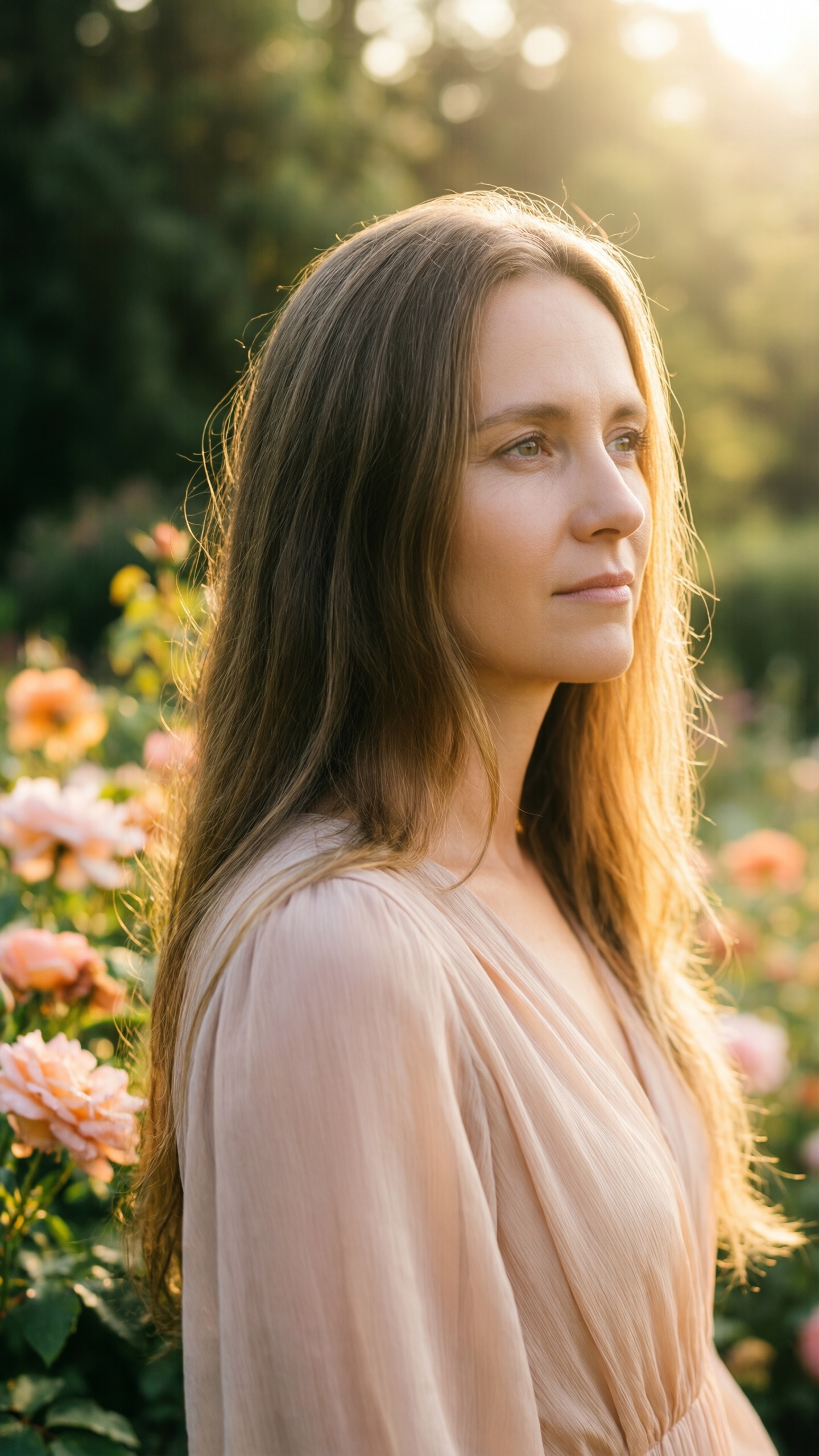 Serene Garden Portrait - AI generated wallpaper