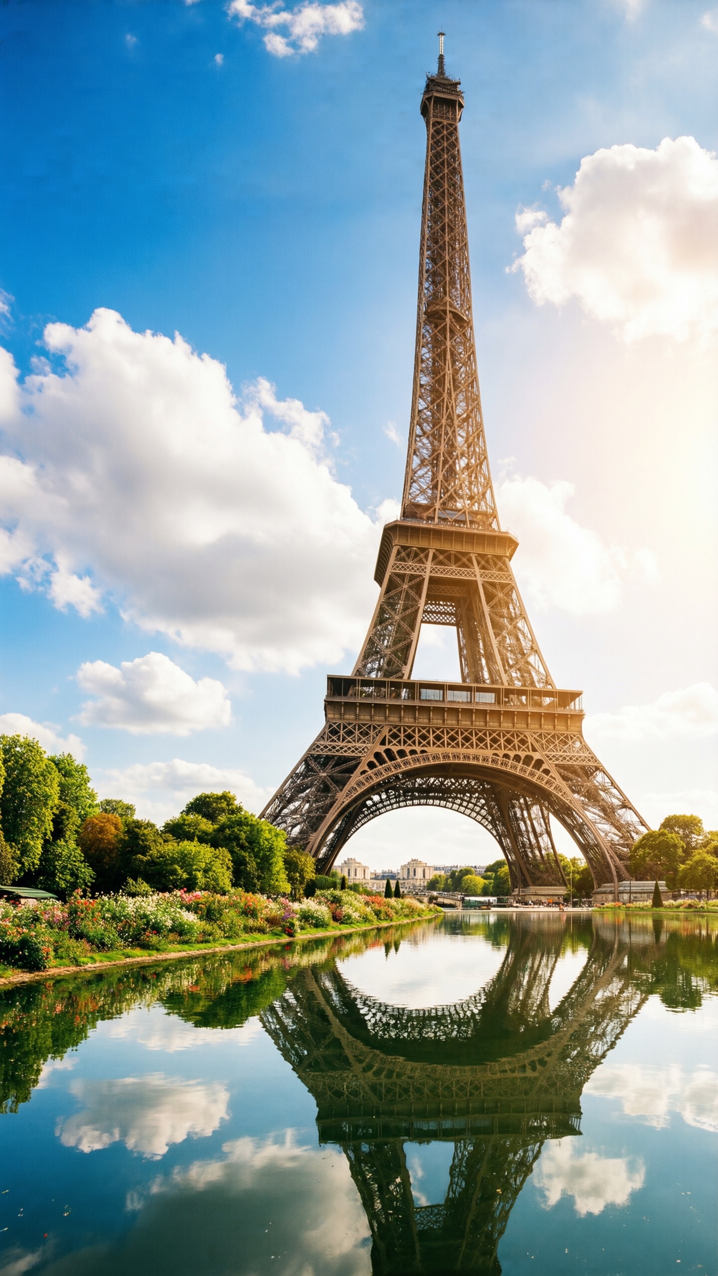 Eiffel Tower Reflection in Paris - AI generated wallpaper