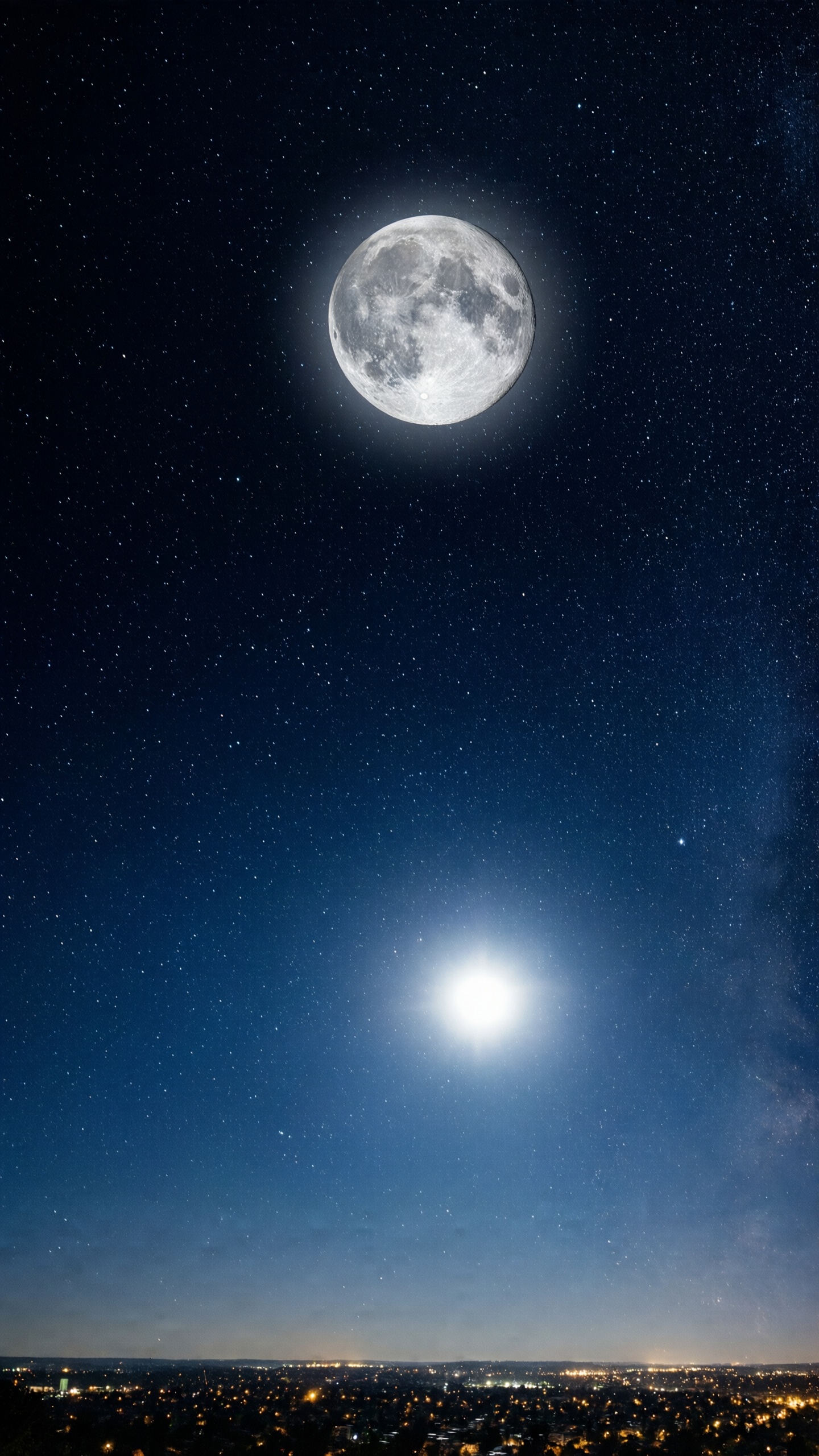 Starry Night Sky with Moon - AI generated wallpaper