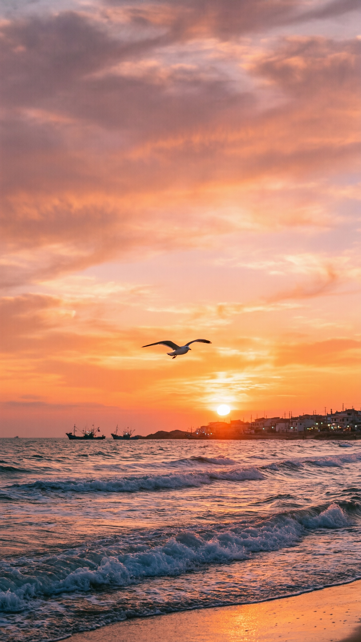 Sunset Over the Sea - AI generated wallpaper