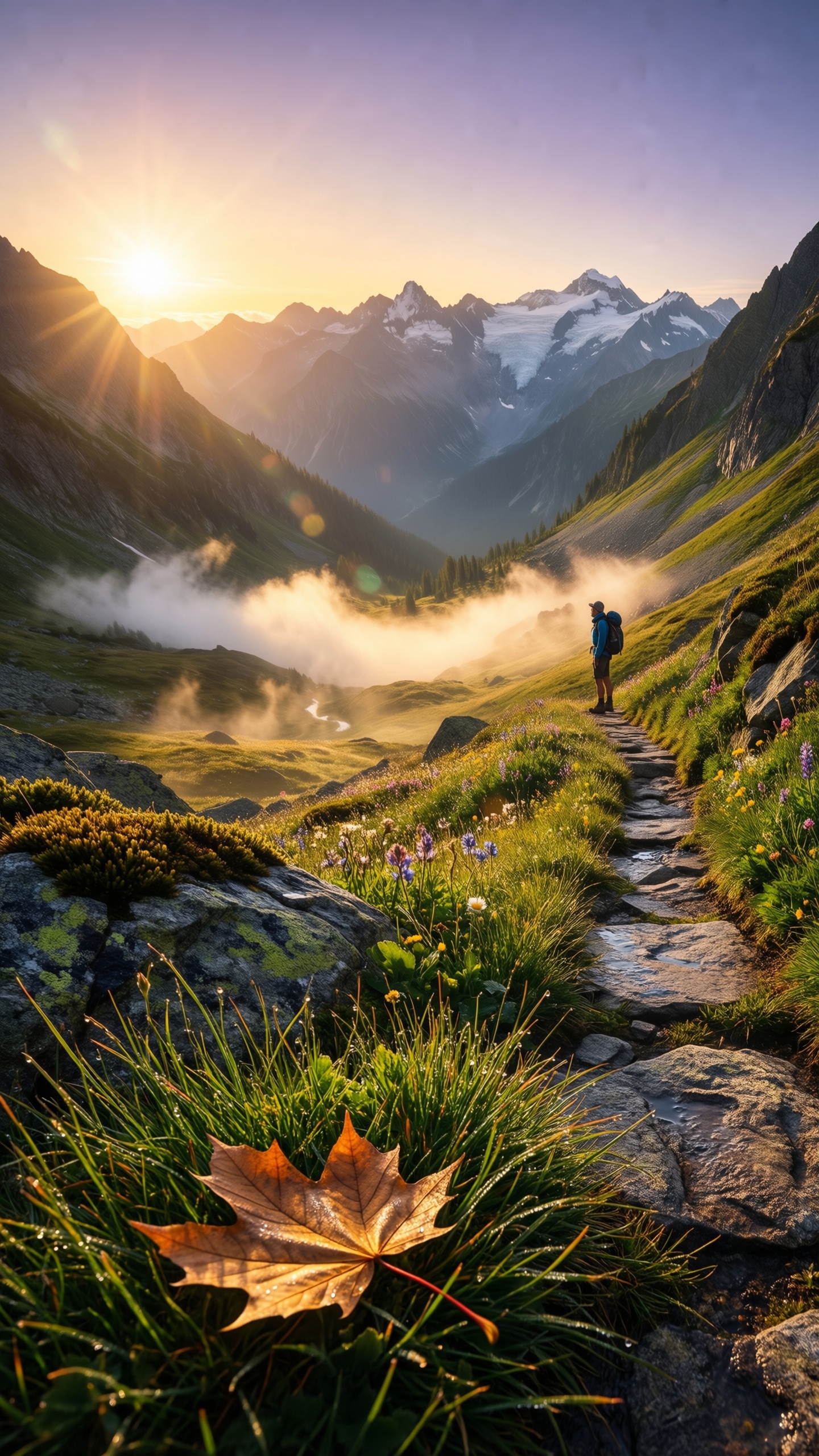 Mountain Serenity at Dawn - AI generated wallpaper
