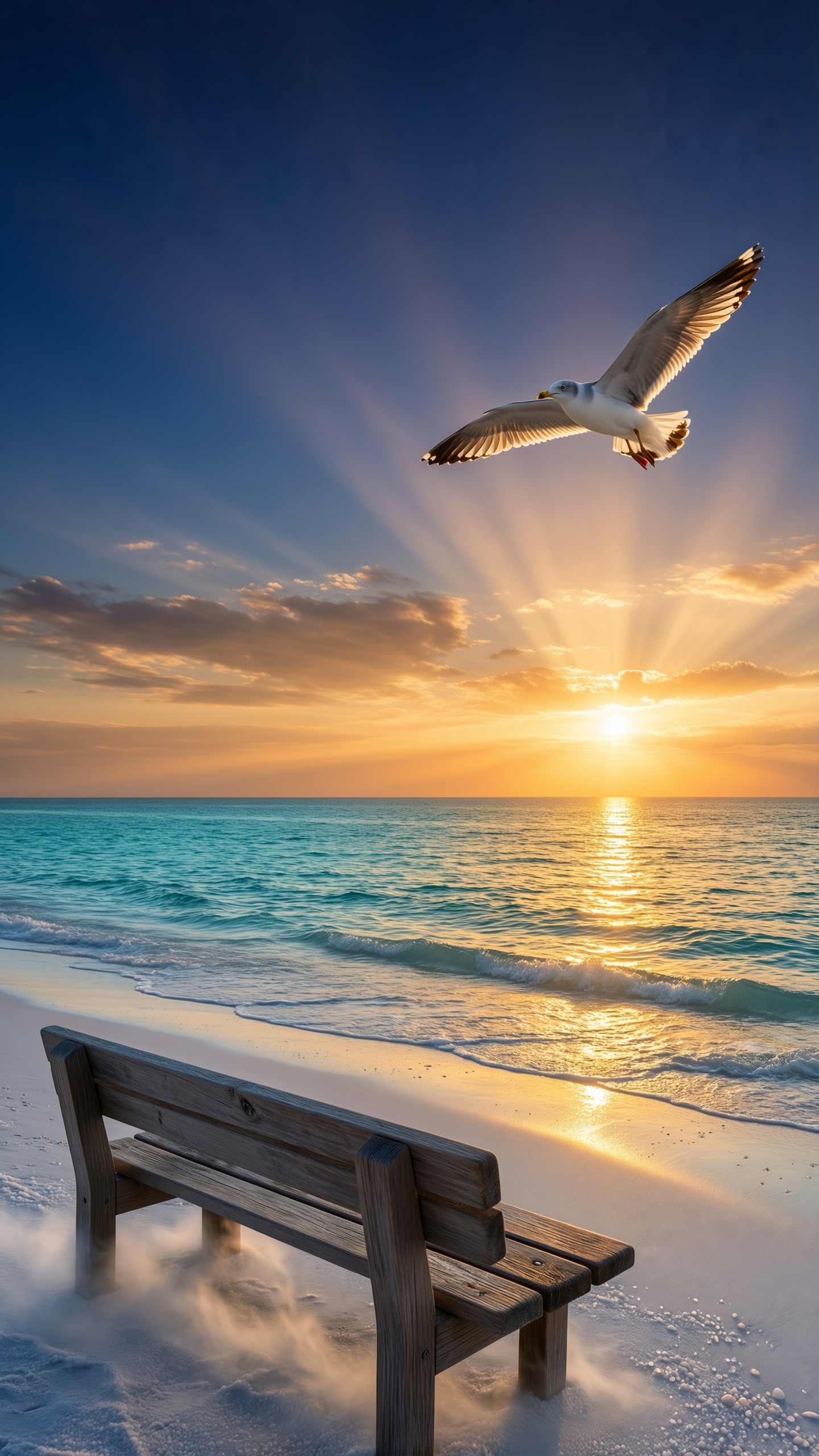 Sunset Serenity Bench - AI generated wallpaper