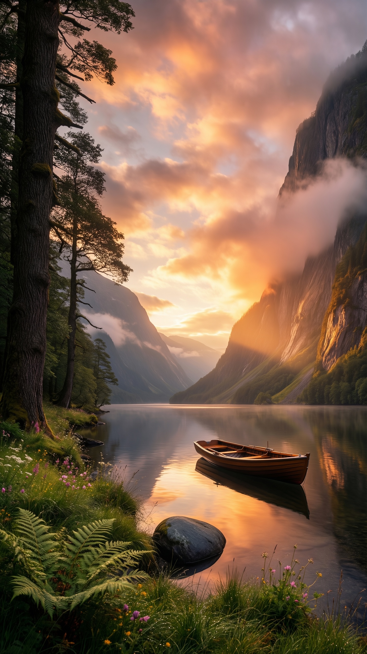 Serene Sunset on the Lake - AI generated wallpaper