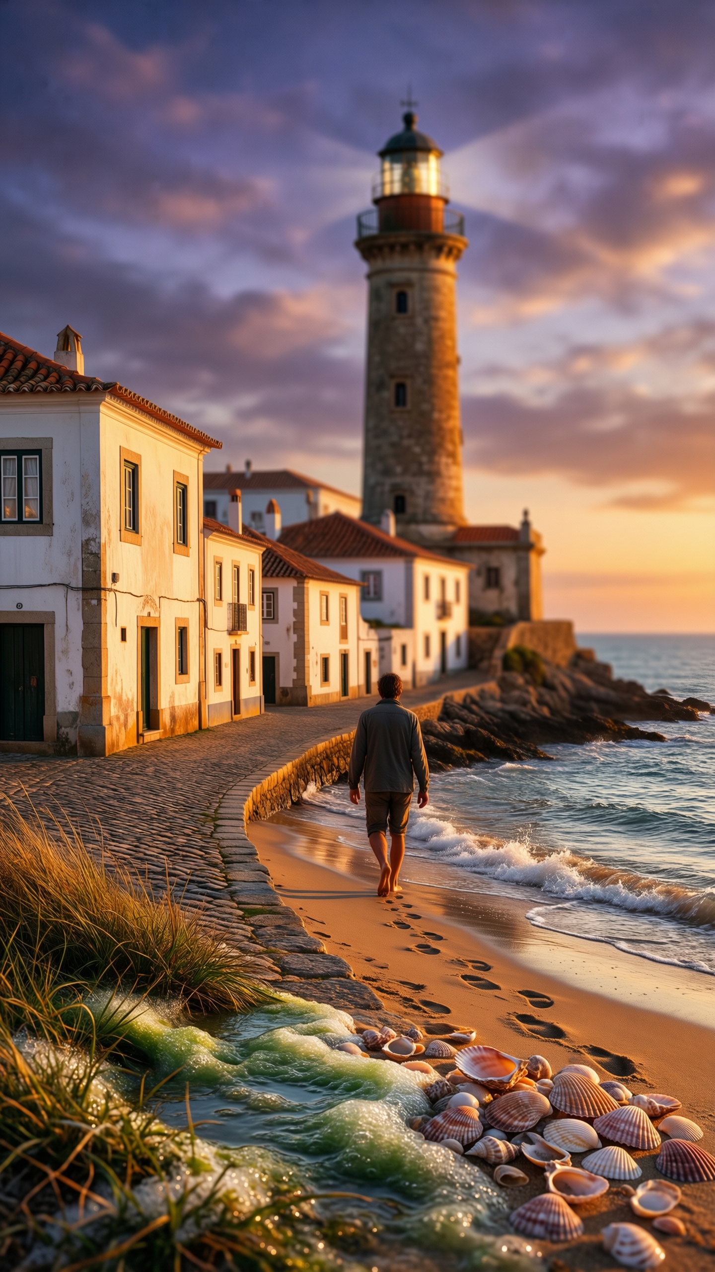 Sunset Coastal Pathway - AI generated wallpaper