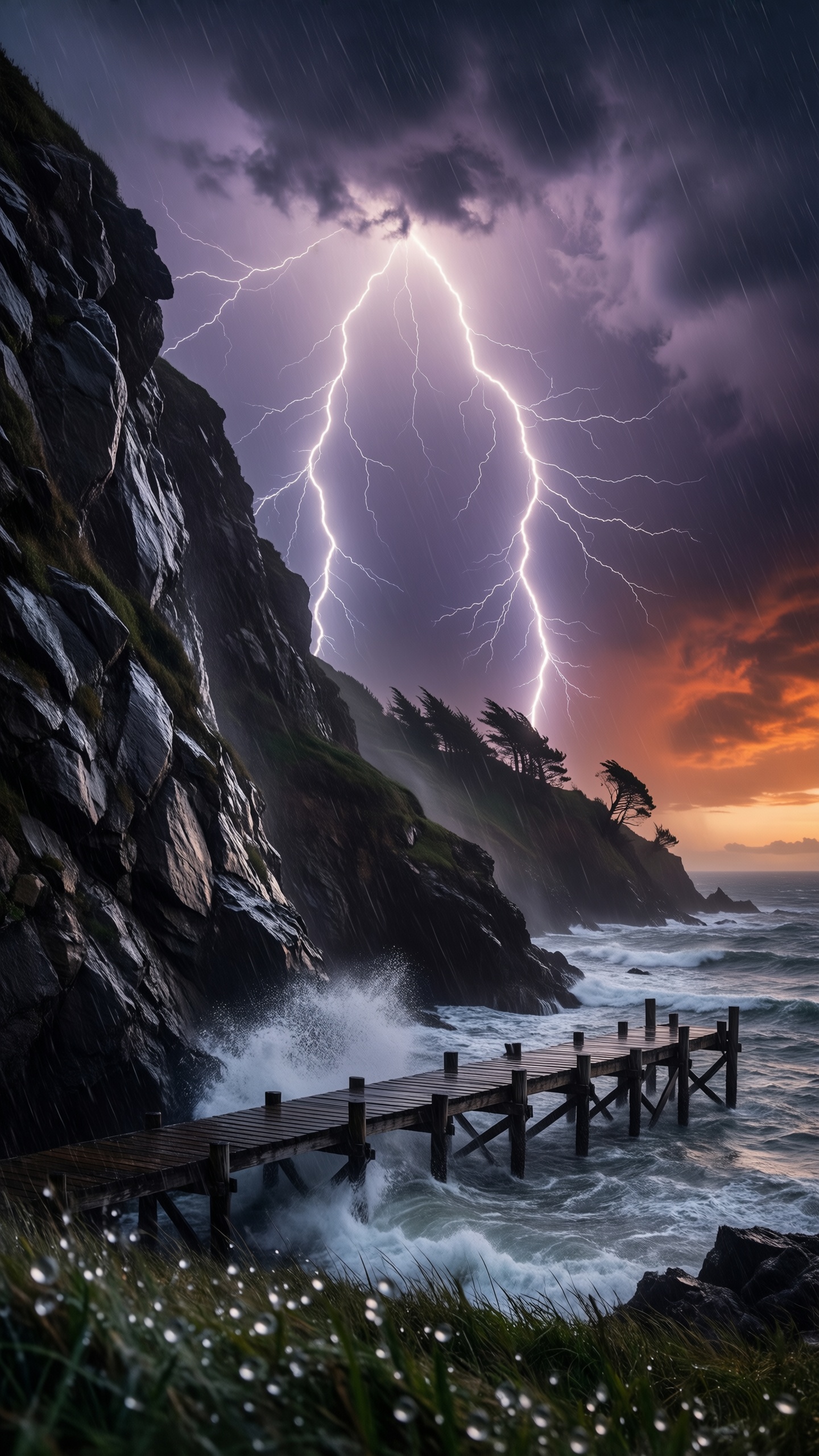 Stormy Coastal Path - AI generated wallpaper