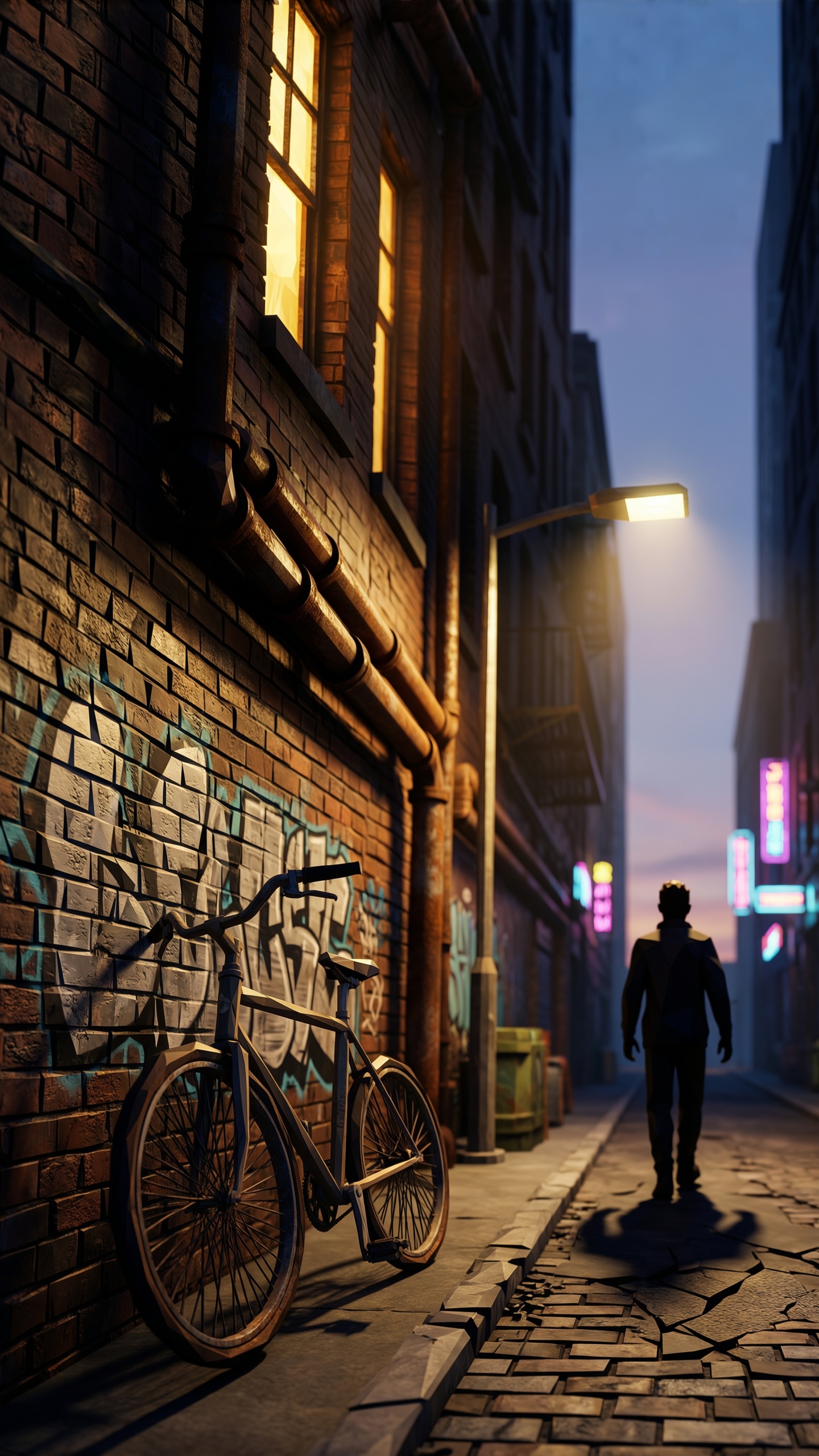 Urban Alleyway at Dusk - AI generated wallpaper
