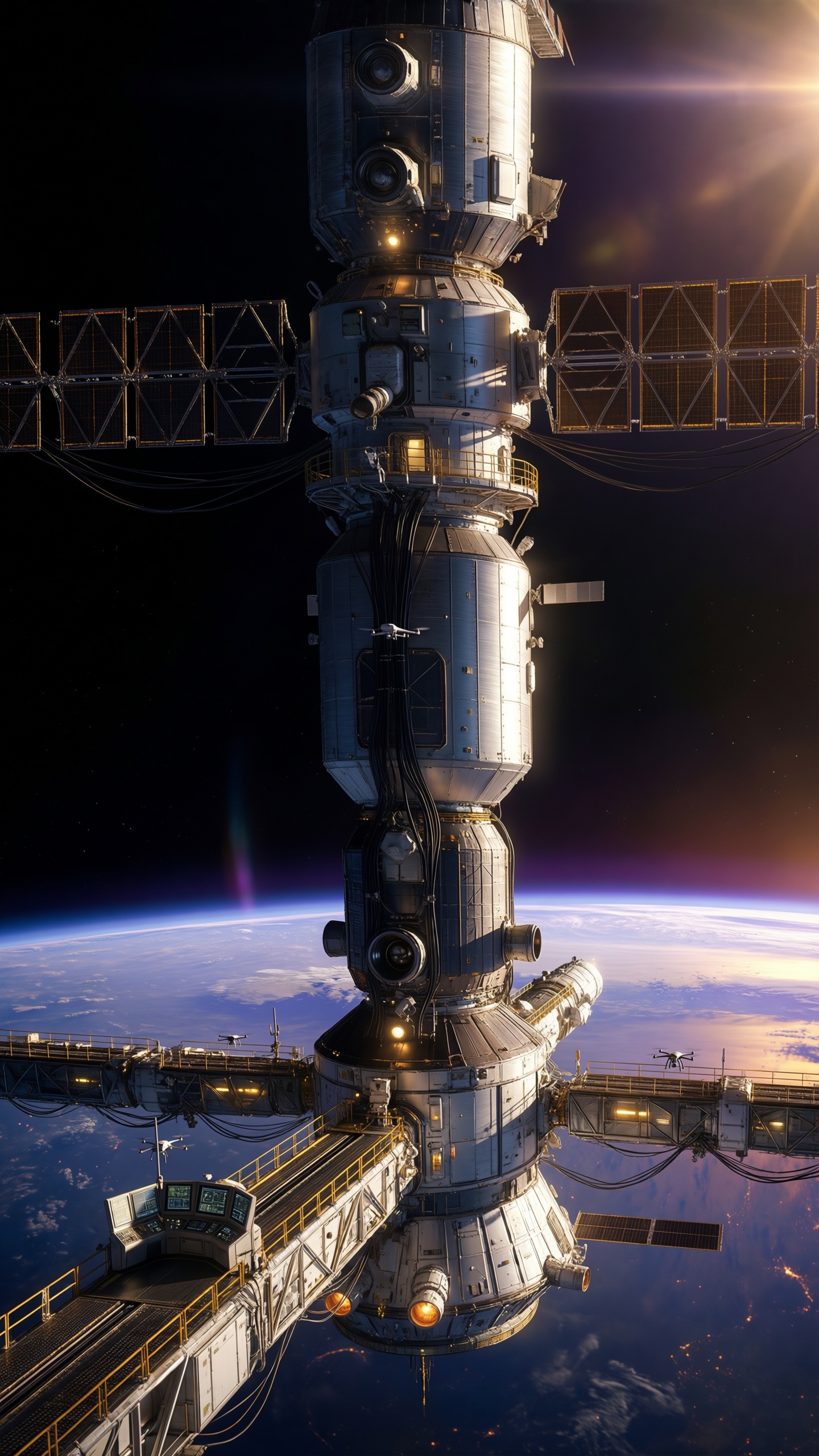 Space Station Over Earth - AI generated wallpaper